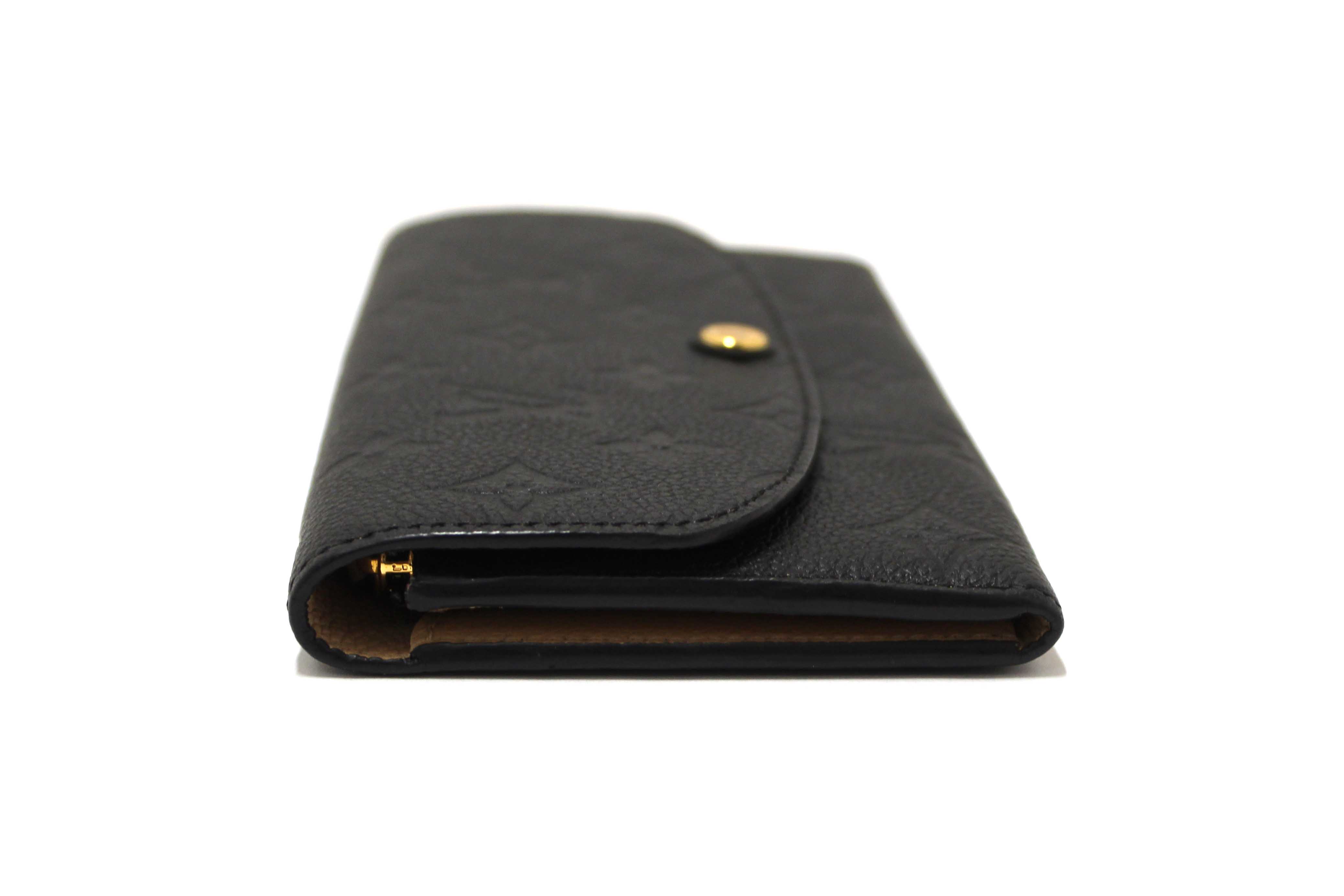 Authentic Louis Vuitton Black Monogram Empreinte Leather Emilie Long Wallet