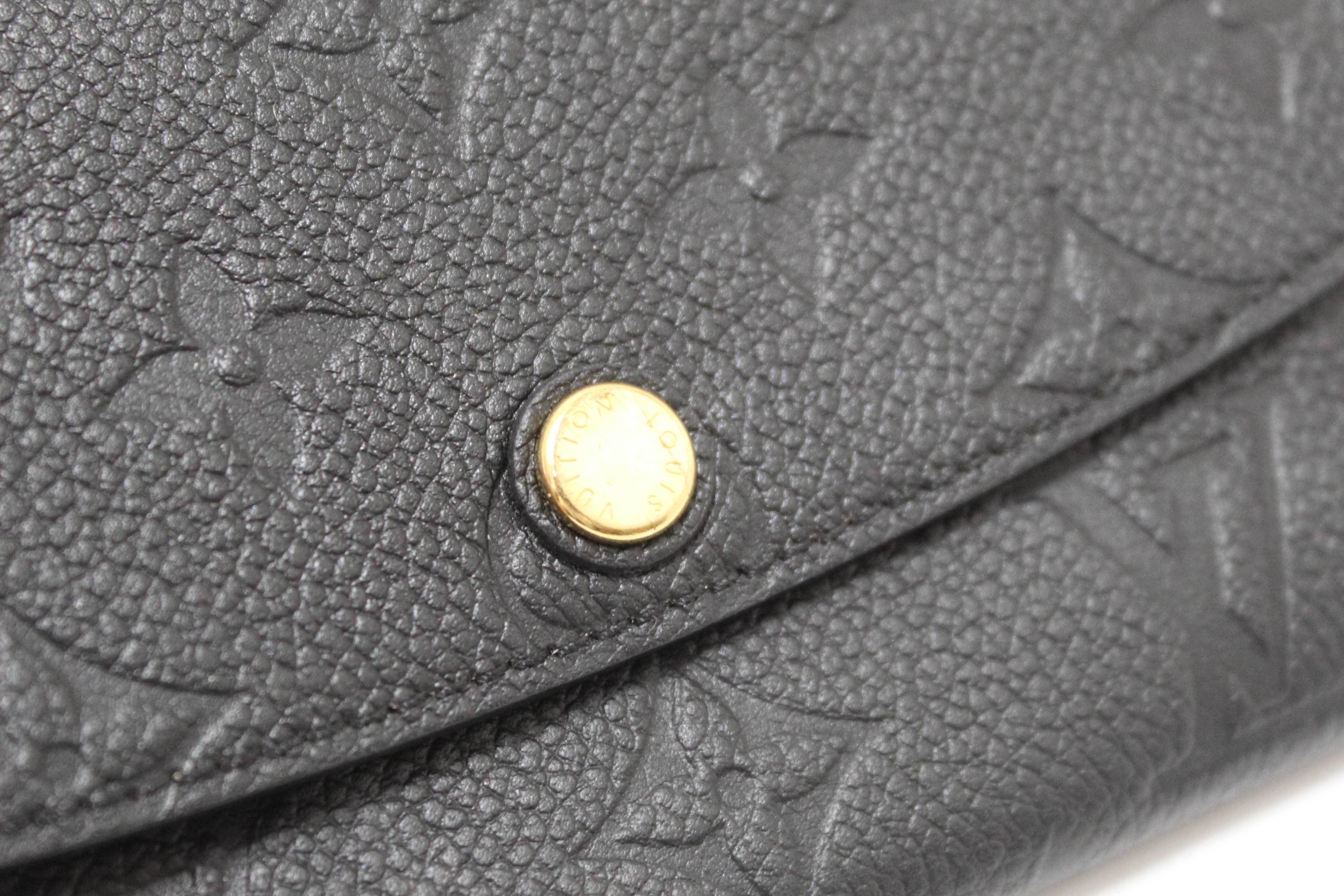 Authentic Louis Vuitton Black Monogram Empreinte Leather Emilie Long Wallet