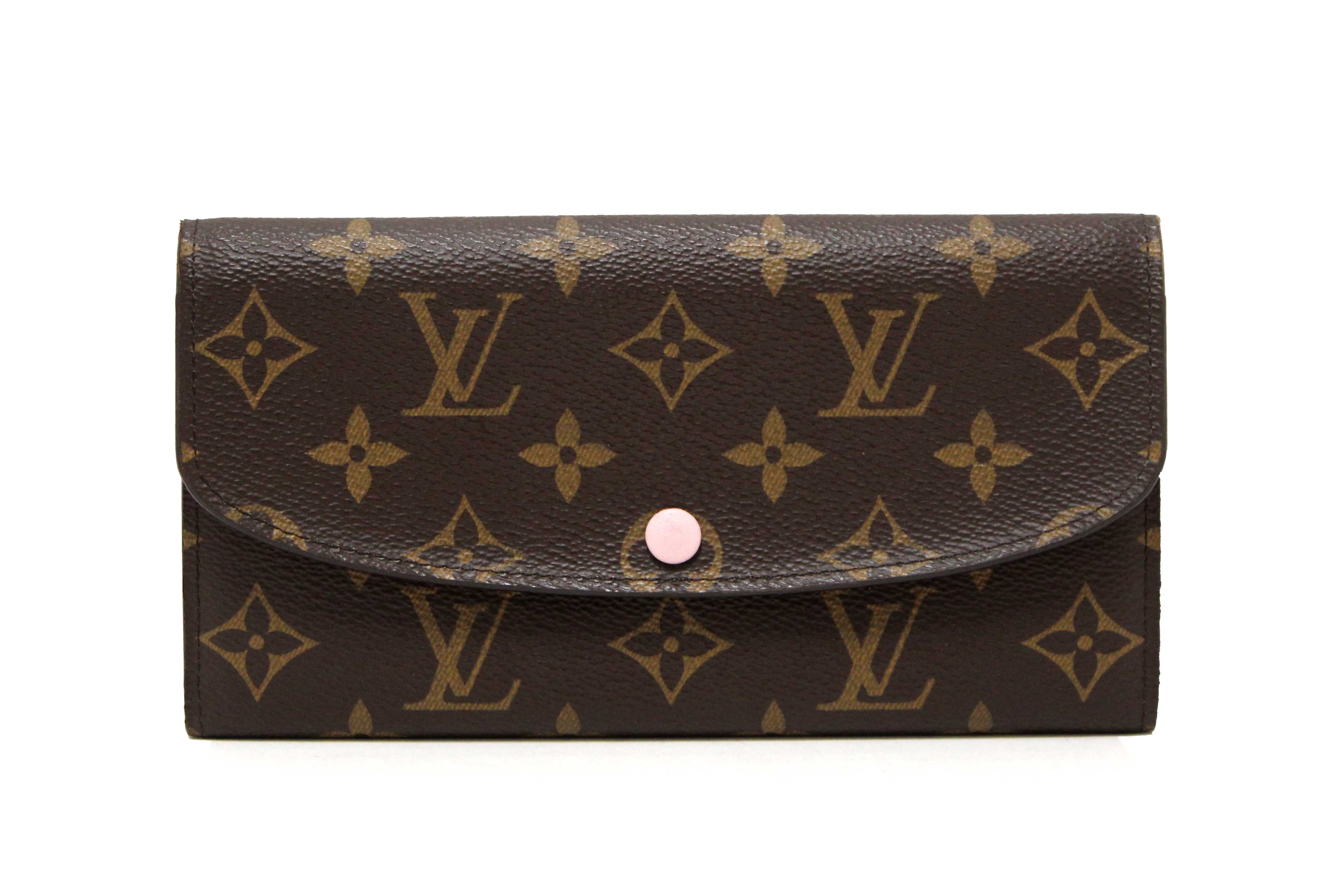 Authentic Louis Vuitton Classic Monogram Emilie Wallet Rose Pink