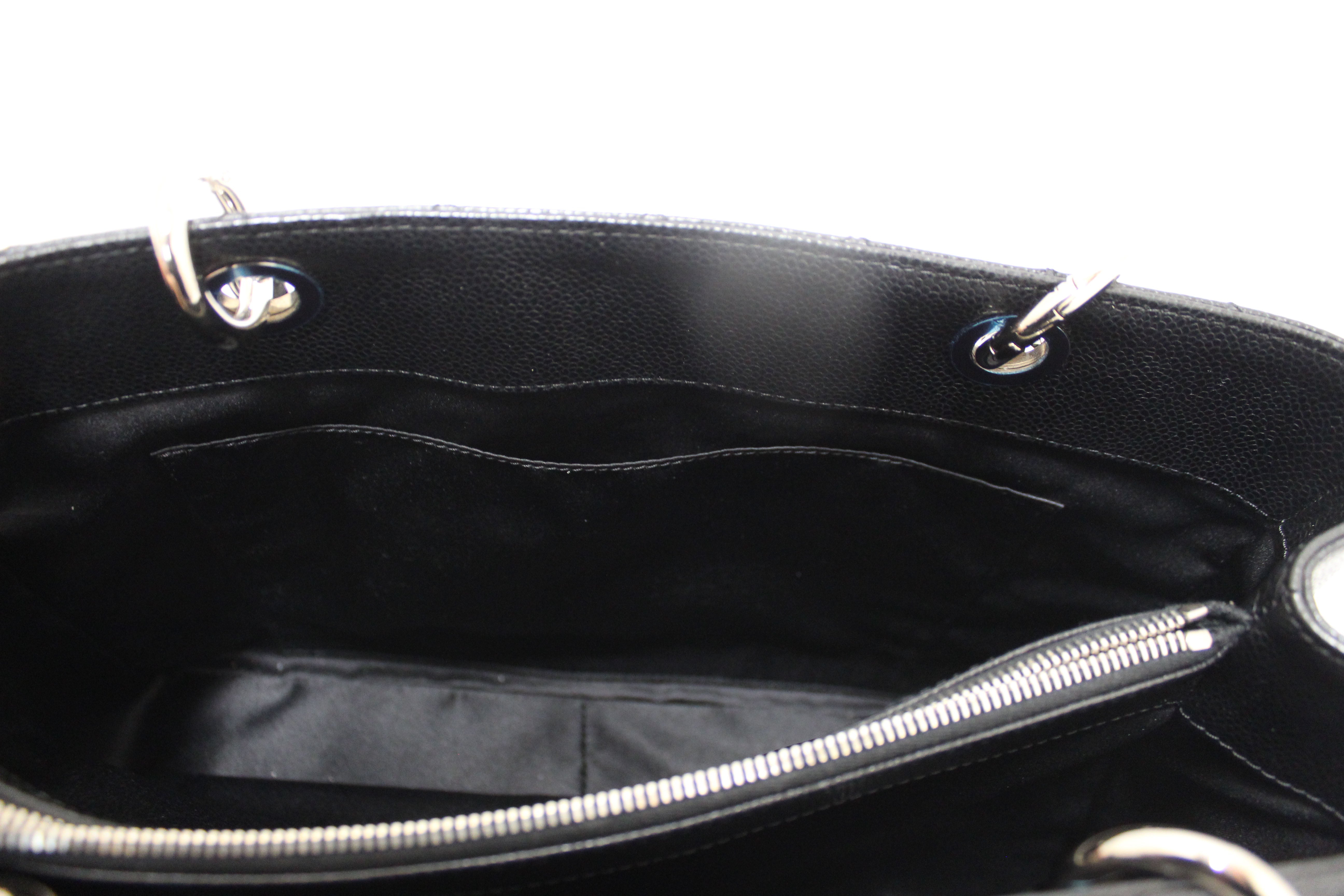 Authentic Chanel Black Quilted Caviar Leather Grand Shopper Tote Shoulder Bag