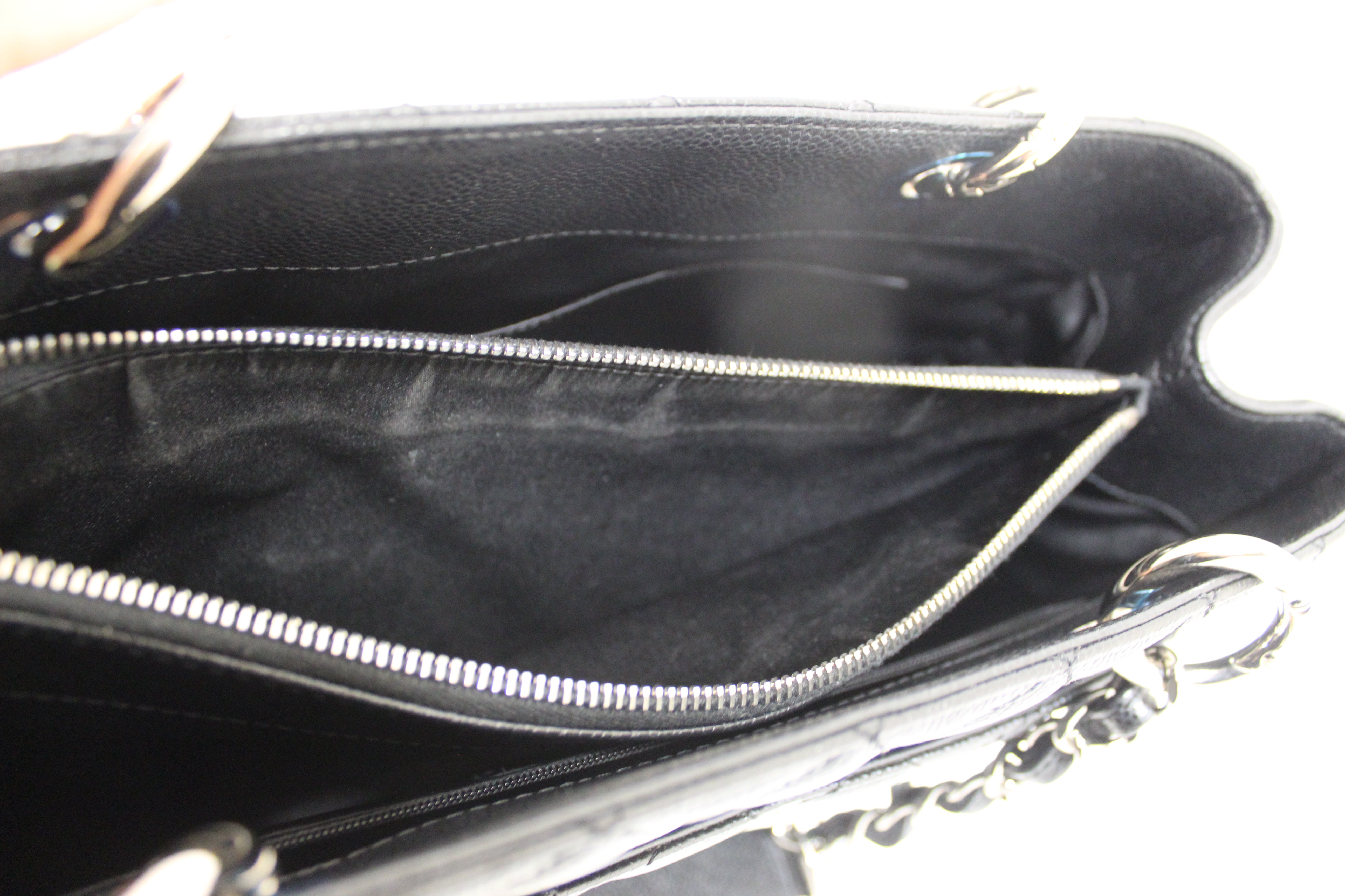Authentic Chanel Black Quilted Caviar Leather Grand Shopper Tote Shoulder Bag