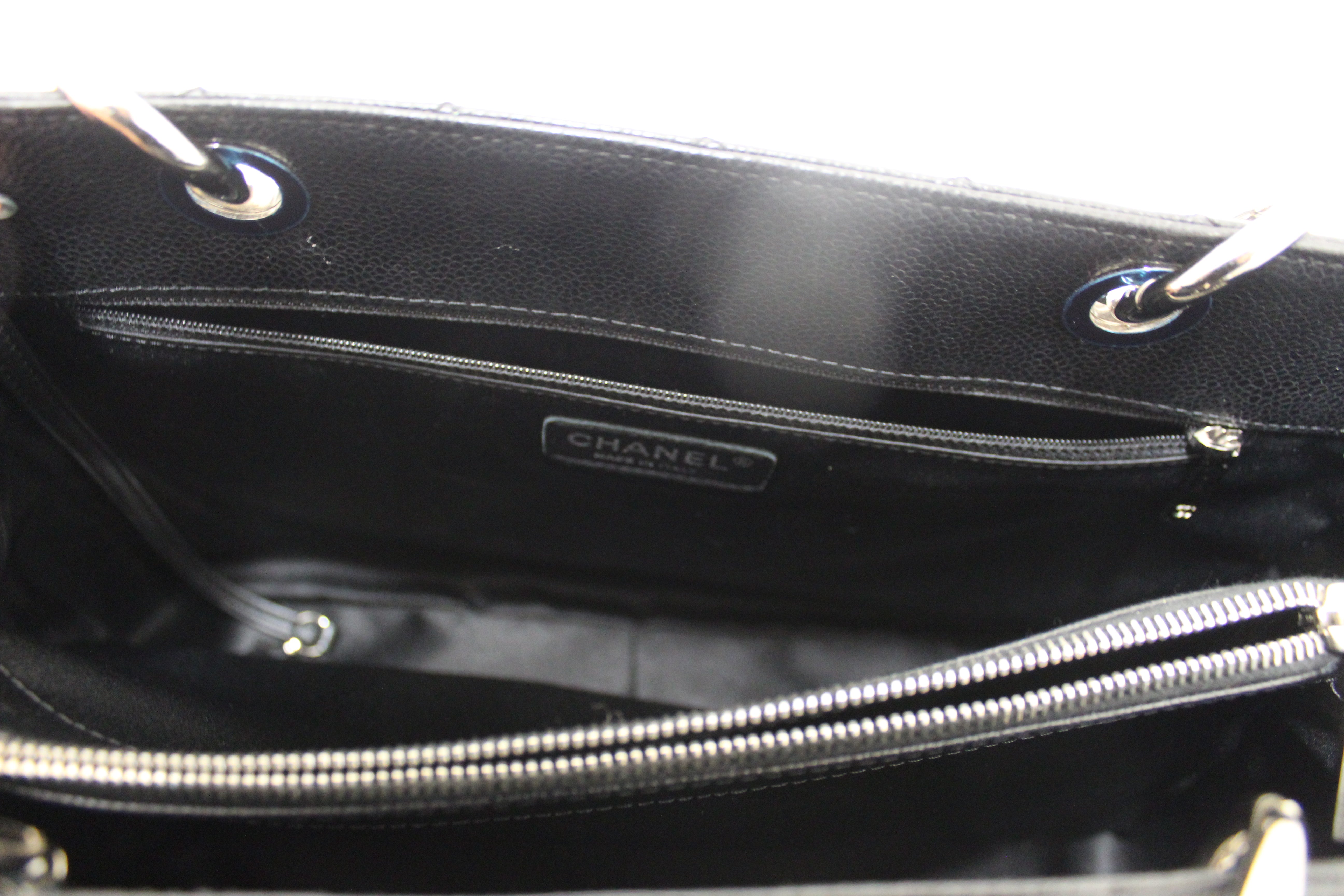 Authentic Chanel Black Quilted Caviar Leather Grand Shopper Tote Shoulder Bag