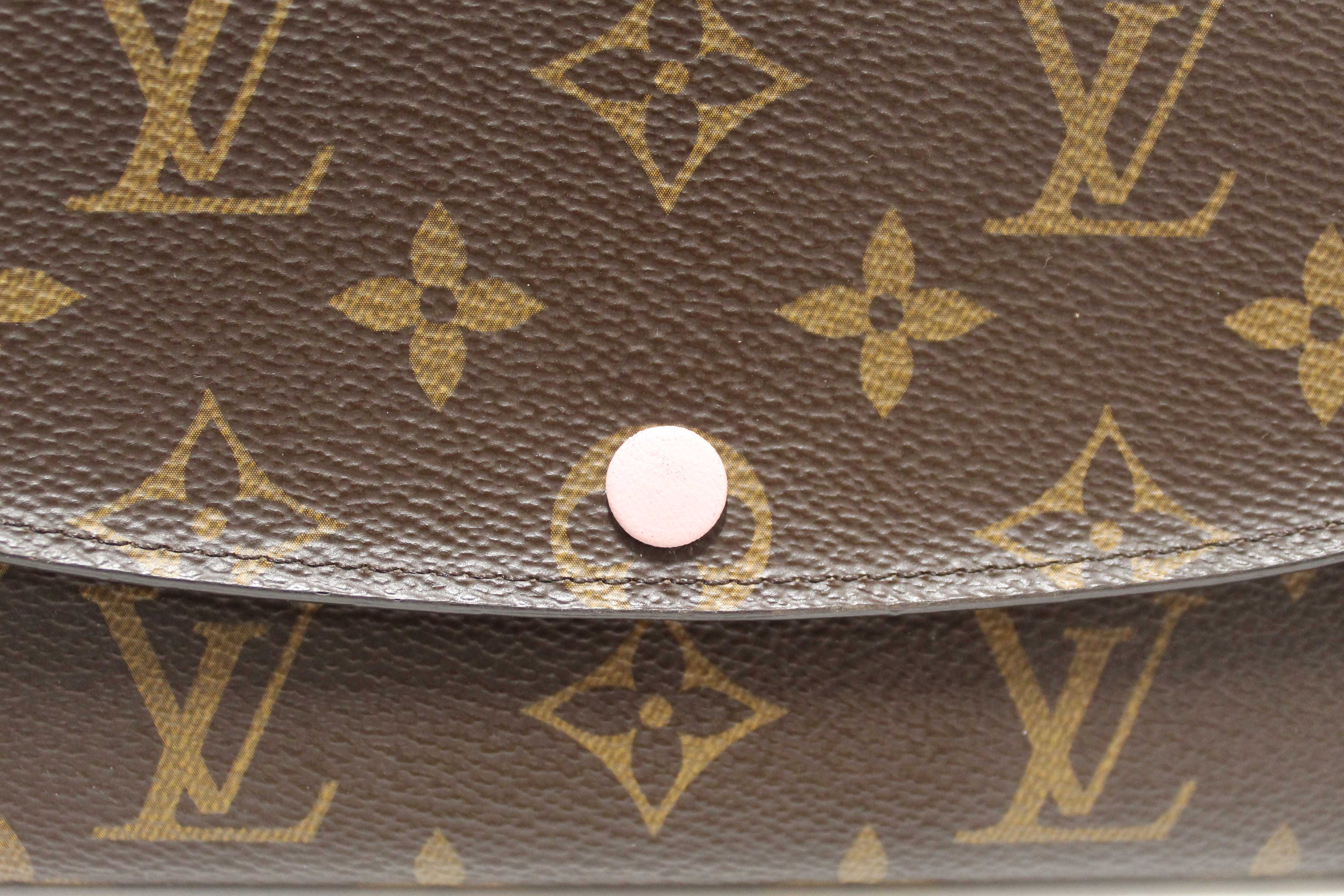 Authentic Louis Vuitton Classic Monogram Emilie Wallet Rose Pink