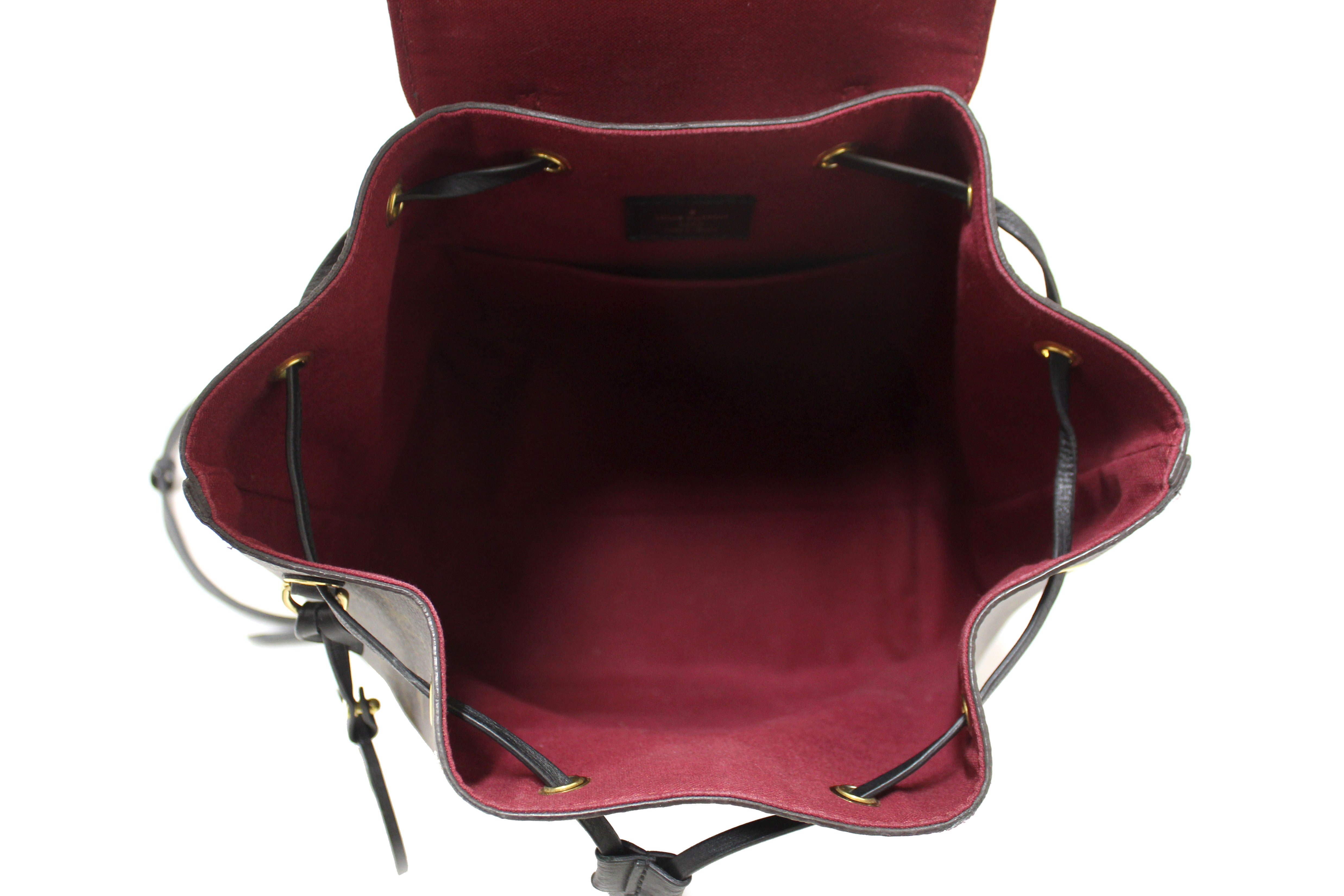 Authentic Louis Vuitton Classic Monogram with Black Leather Montsouris PM Backpack