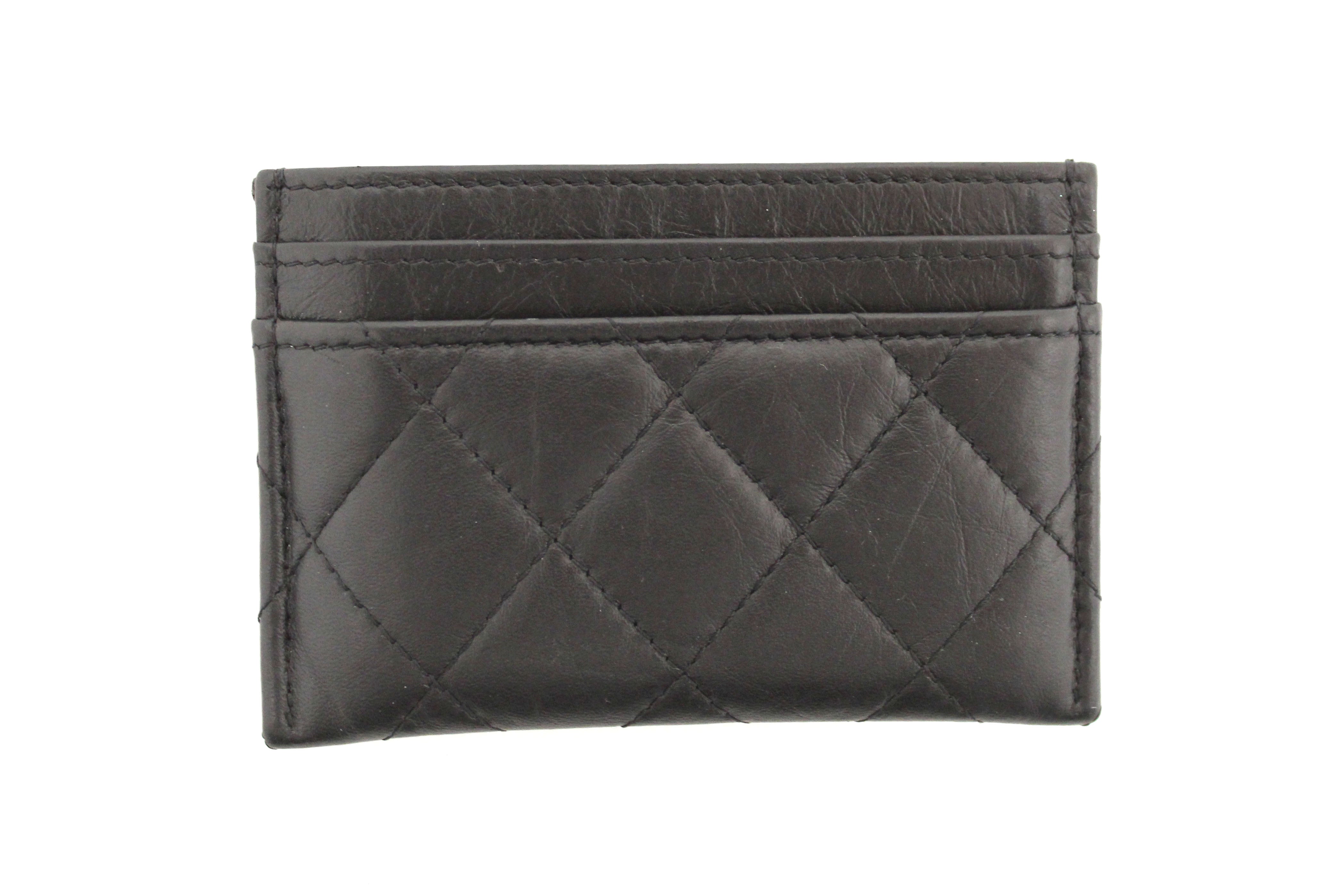 Brown Quilted Lambskin Chanel 19 Card Holder Gold Hardware, 2021