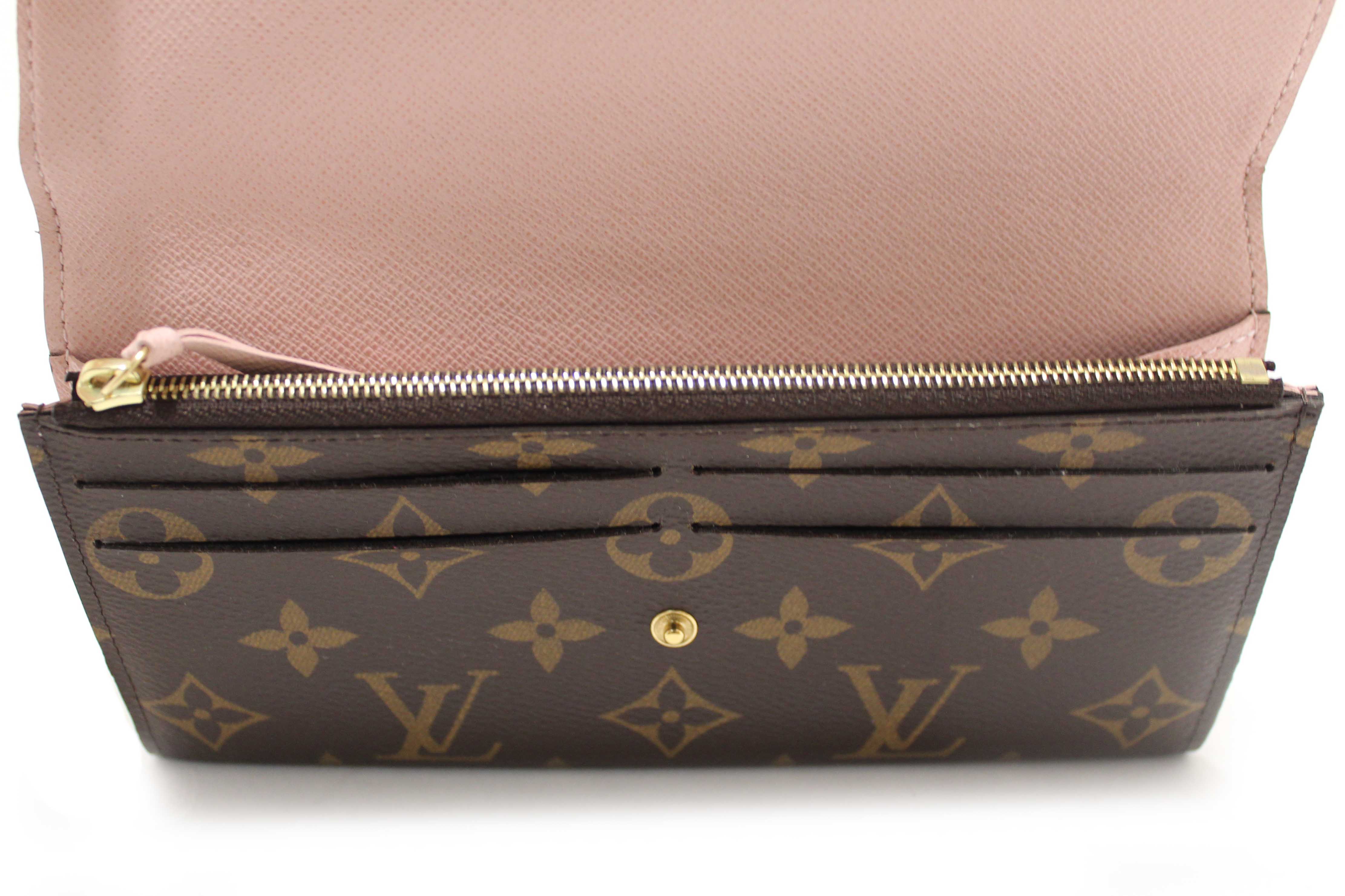 Authentic Louis Vuitton Classic Monogram Emilie Wallet Rose Pink