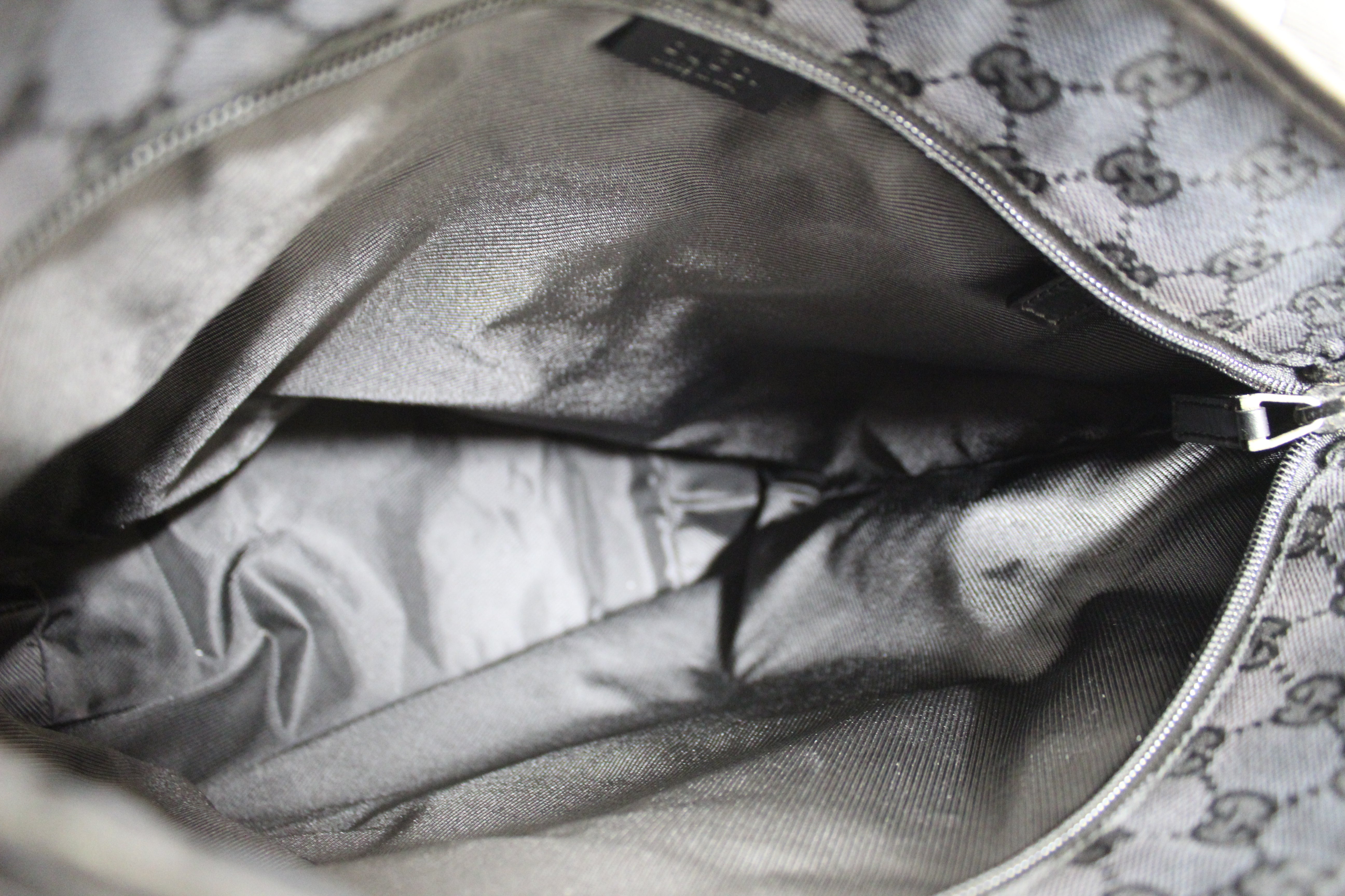 Authentic Gucci Black GG Fabric Canvas Tote Bag