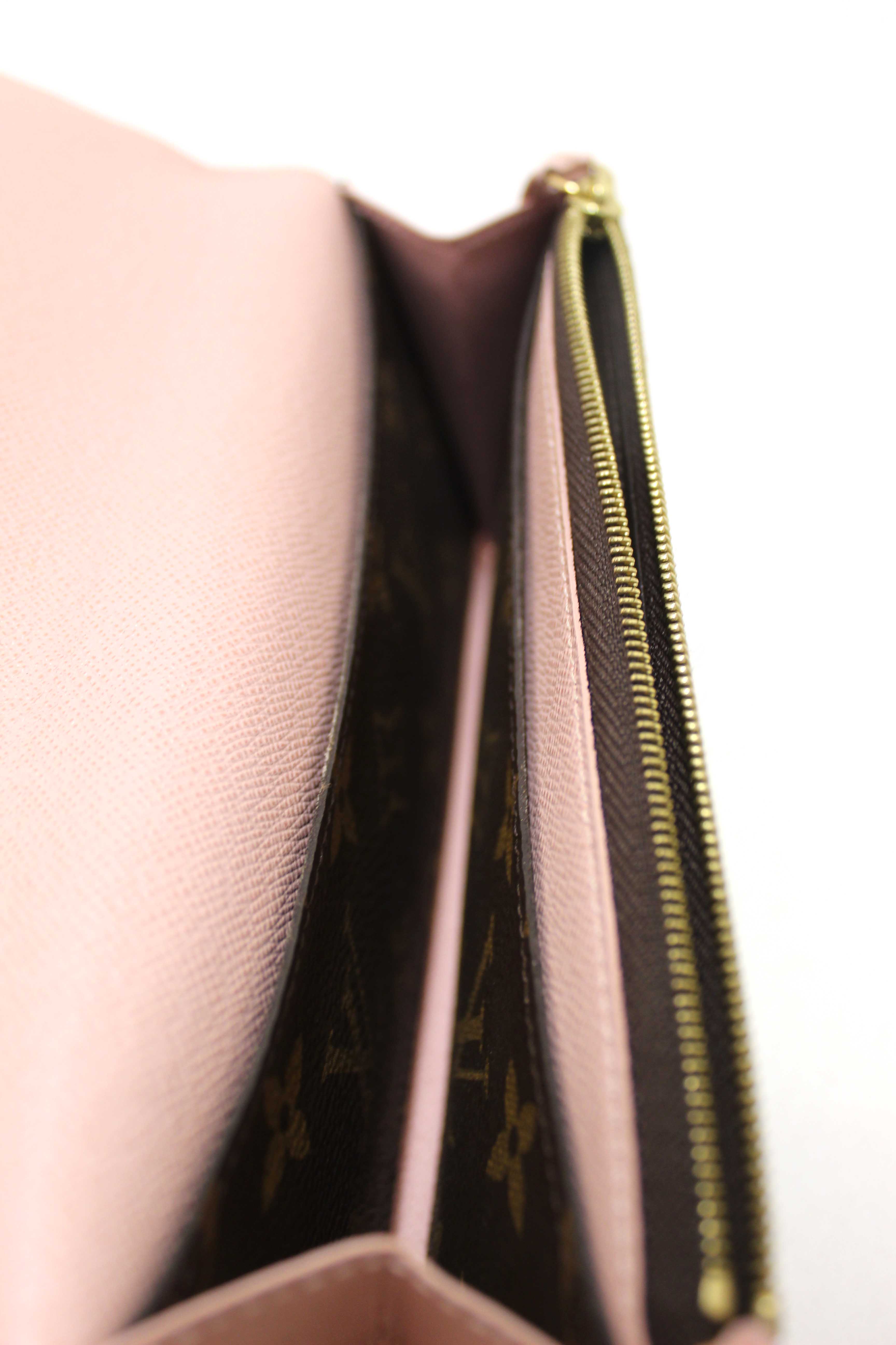Authentic Louis Vuitton Classic Monogram Emilie Wallet Rose Pink