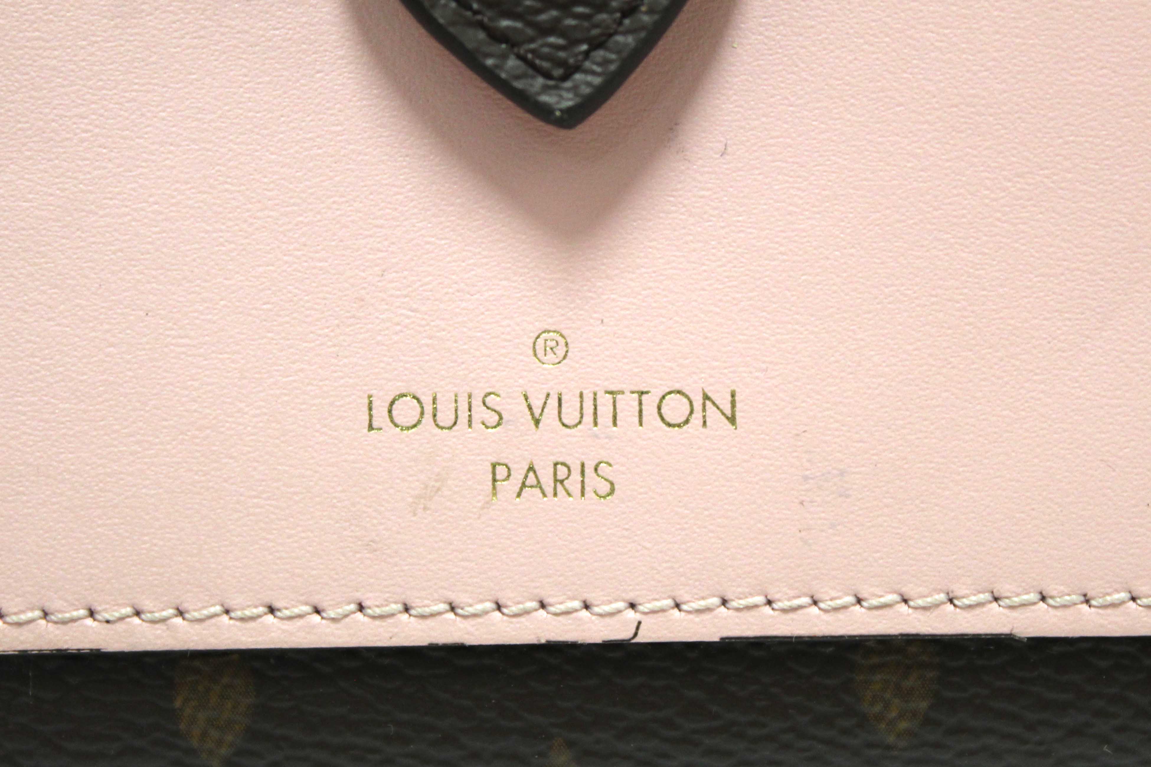 Authentic Louis Vuitton Classic Monogram Canvas with Rose Ballerine Leather Juliette Wallet