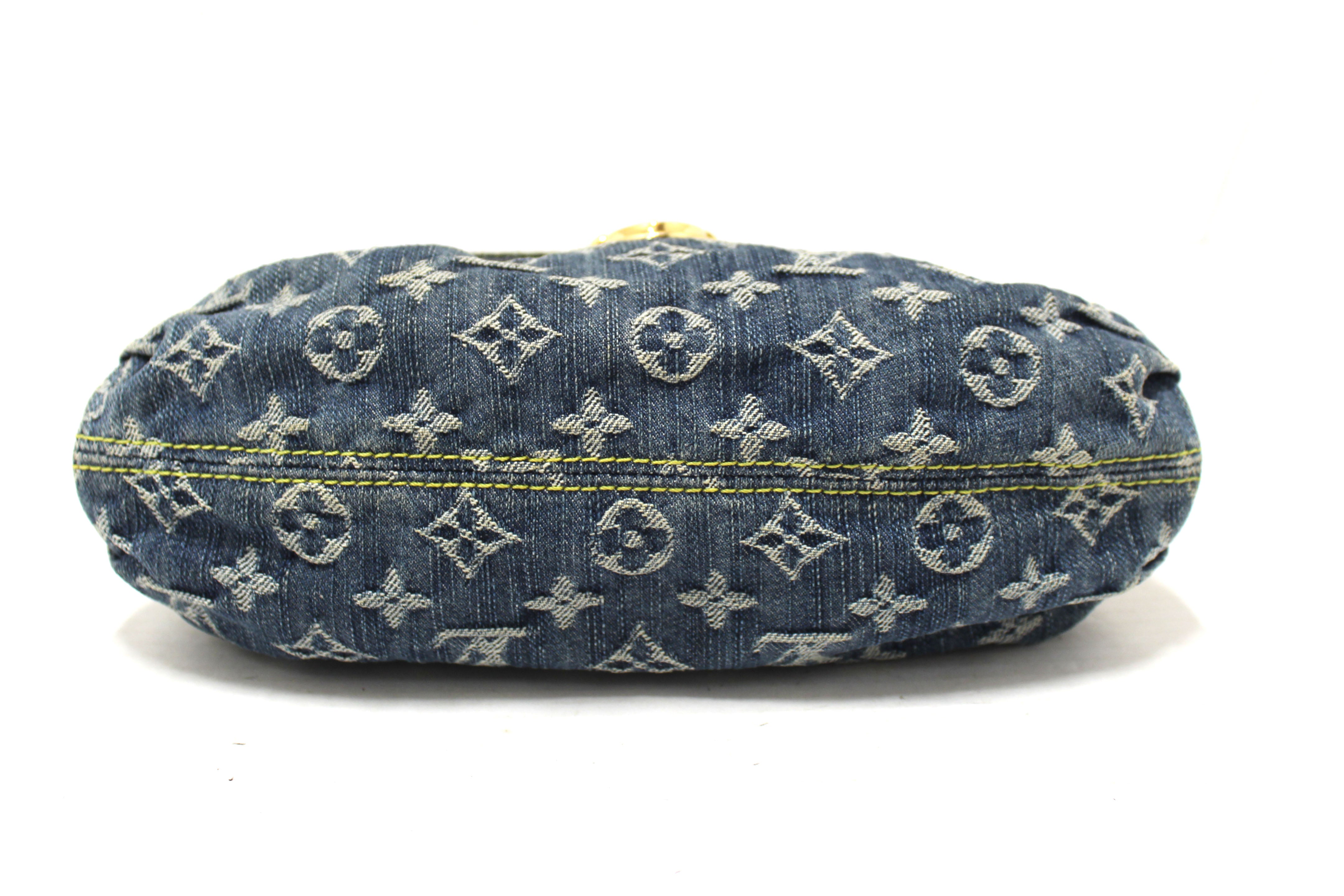 Authentic Louis Vuitton Monogram Blue Denim Mini Pleaty Bag