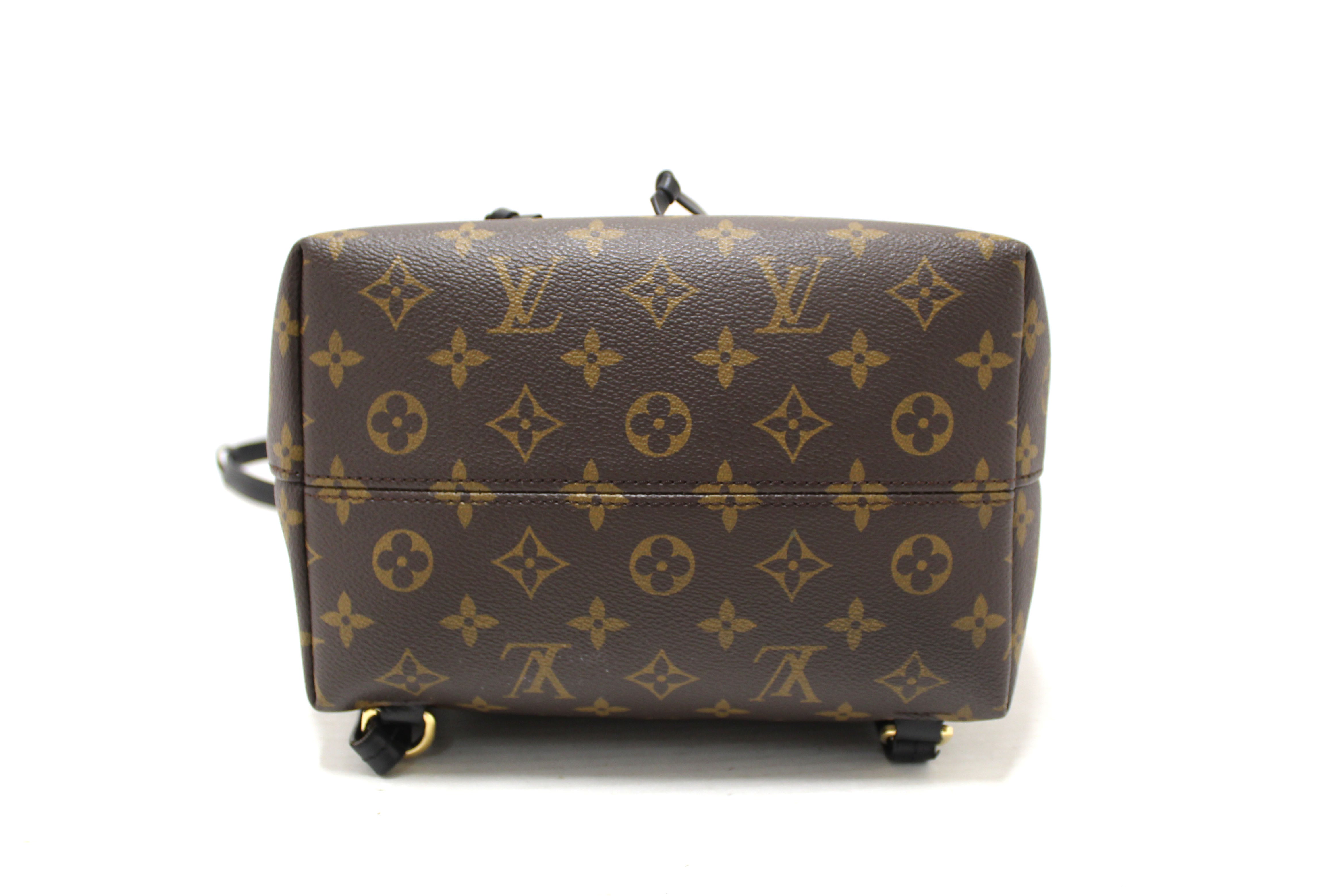 Authentic Louis Vuitton Classic Monogram with Black Leather Montsouris PM Backpack