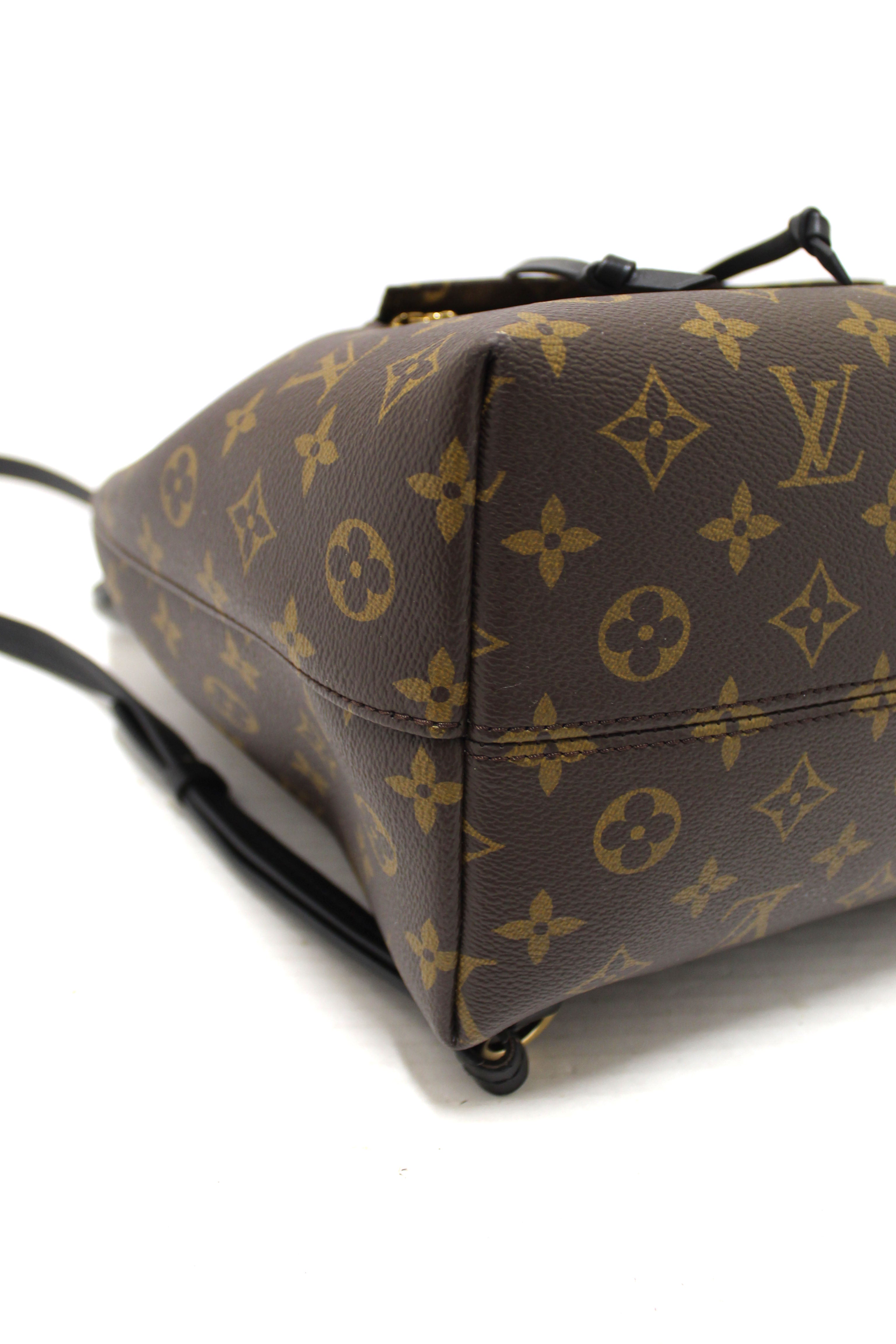Authentic Louis Vuitton Classic Monogram with Black Leather Montsouris PM Backpack