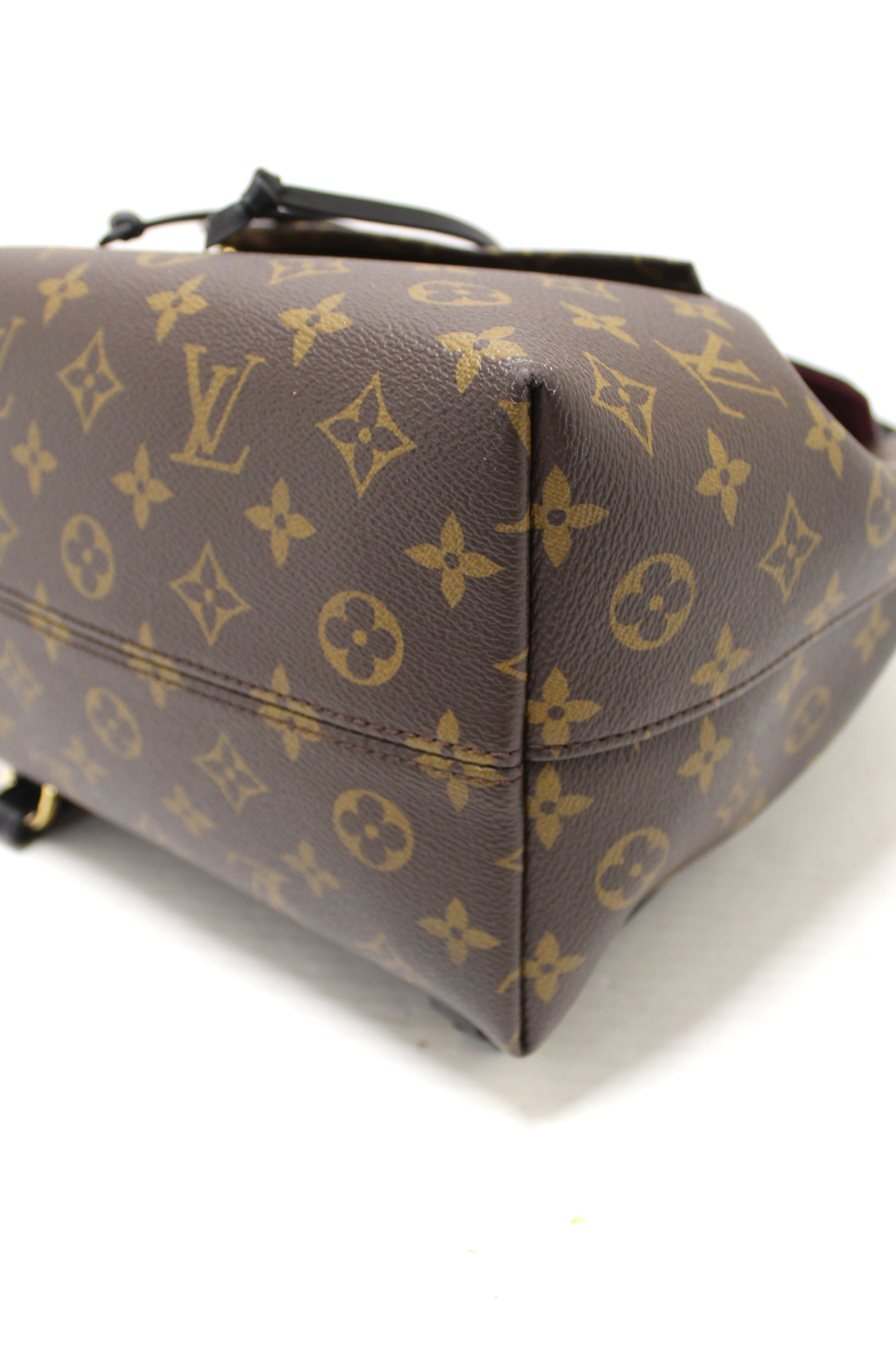 Authentic Louis Vuitton Classic Monogram with Black Leather Montsouris PM Backpack