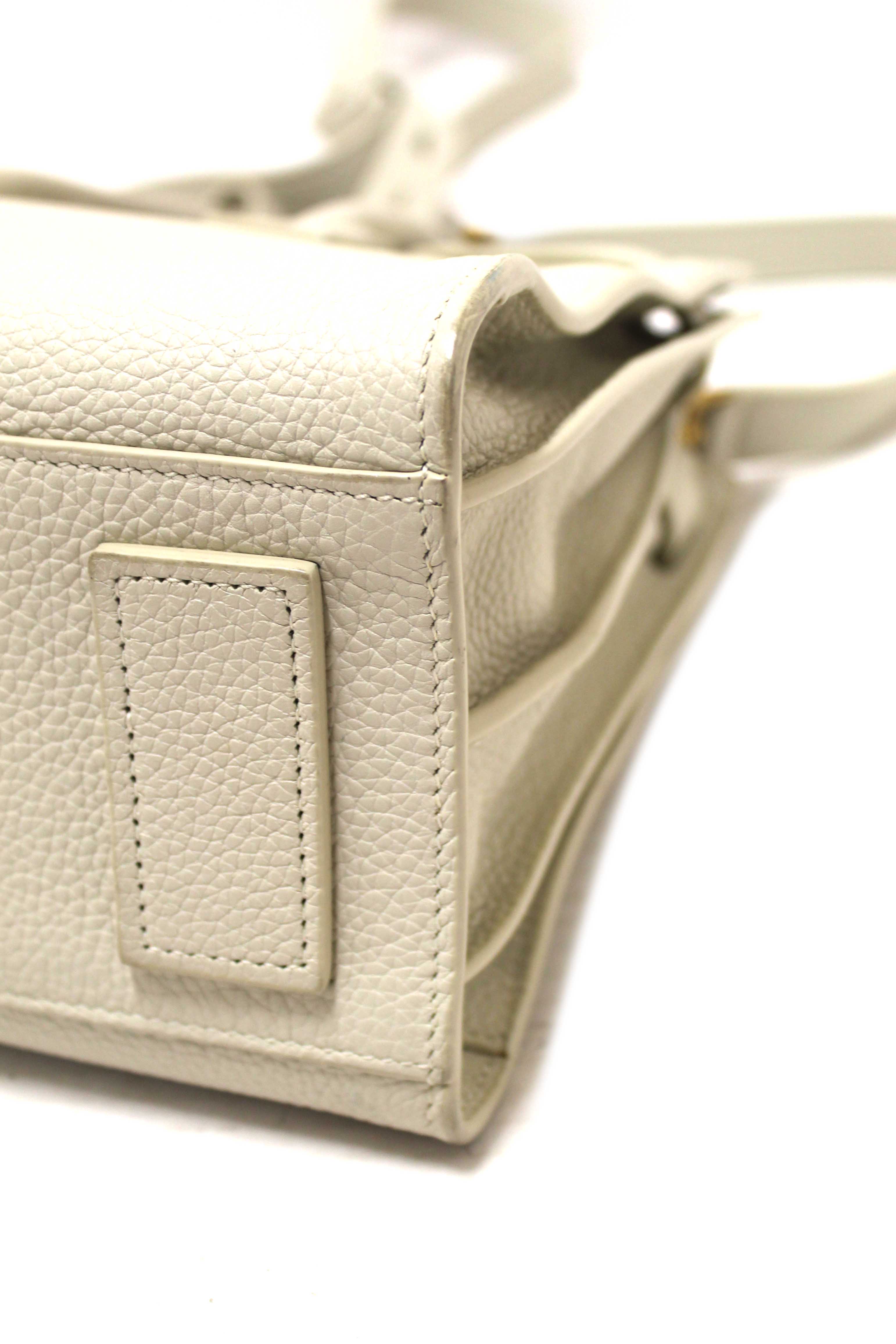 Authentic Yves Saint Laurent YSL White Leather Baby Sac De Jour Tote Handbag