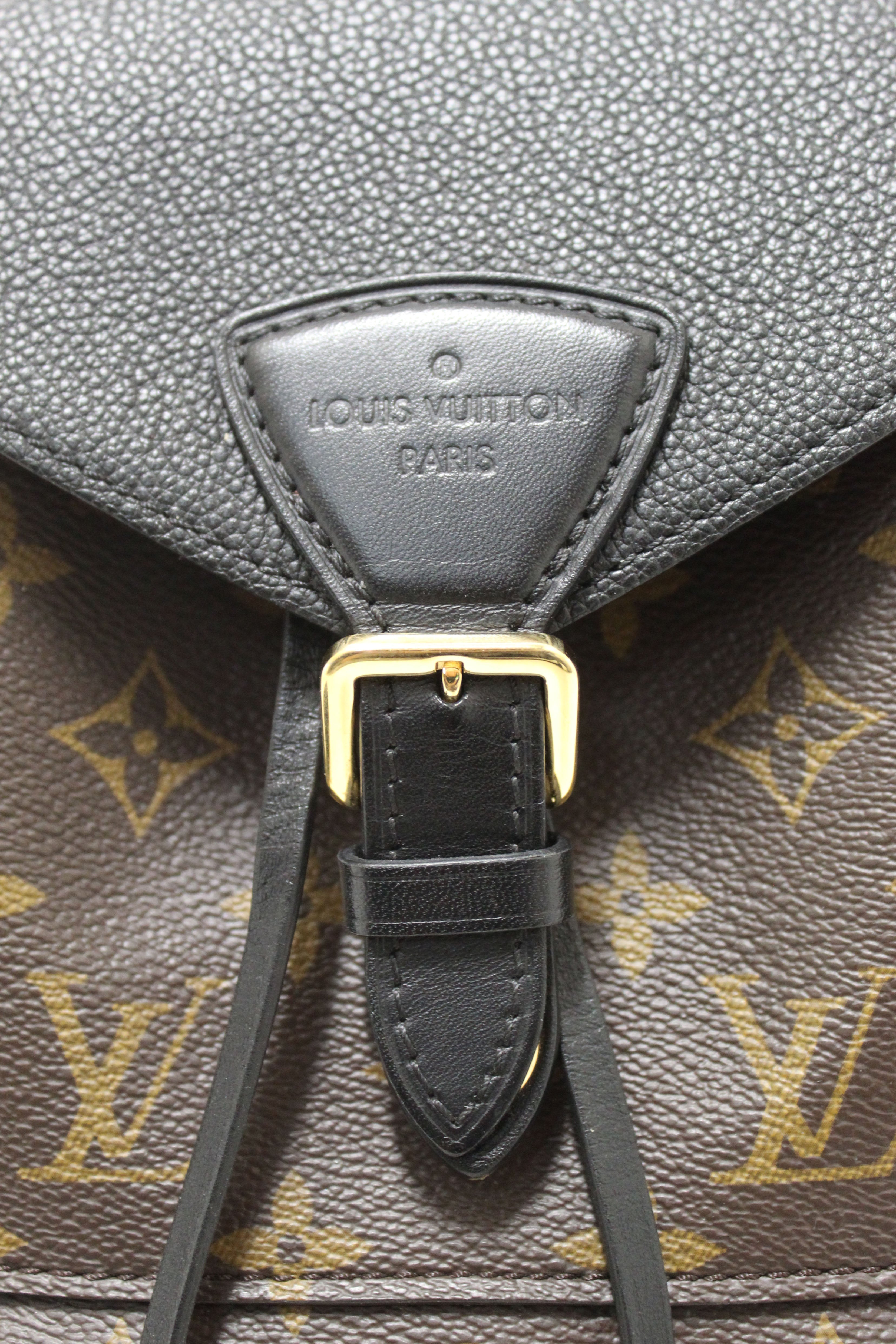Authentic Louis Vuitton Classic Monogram with Black Leather Montsouris PM Backpack