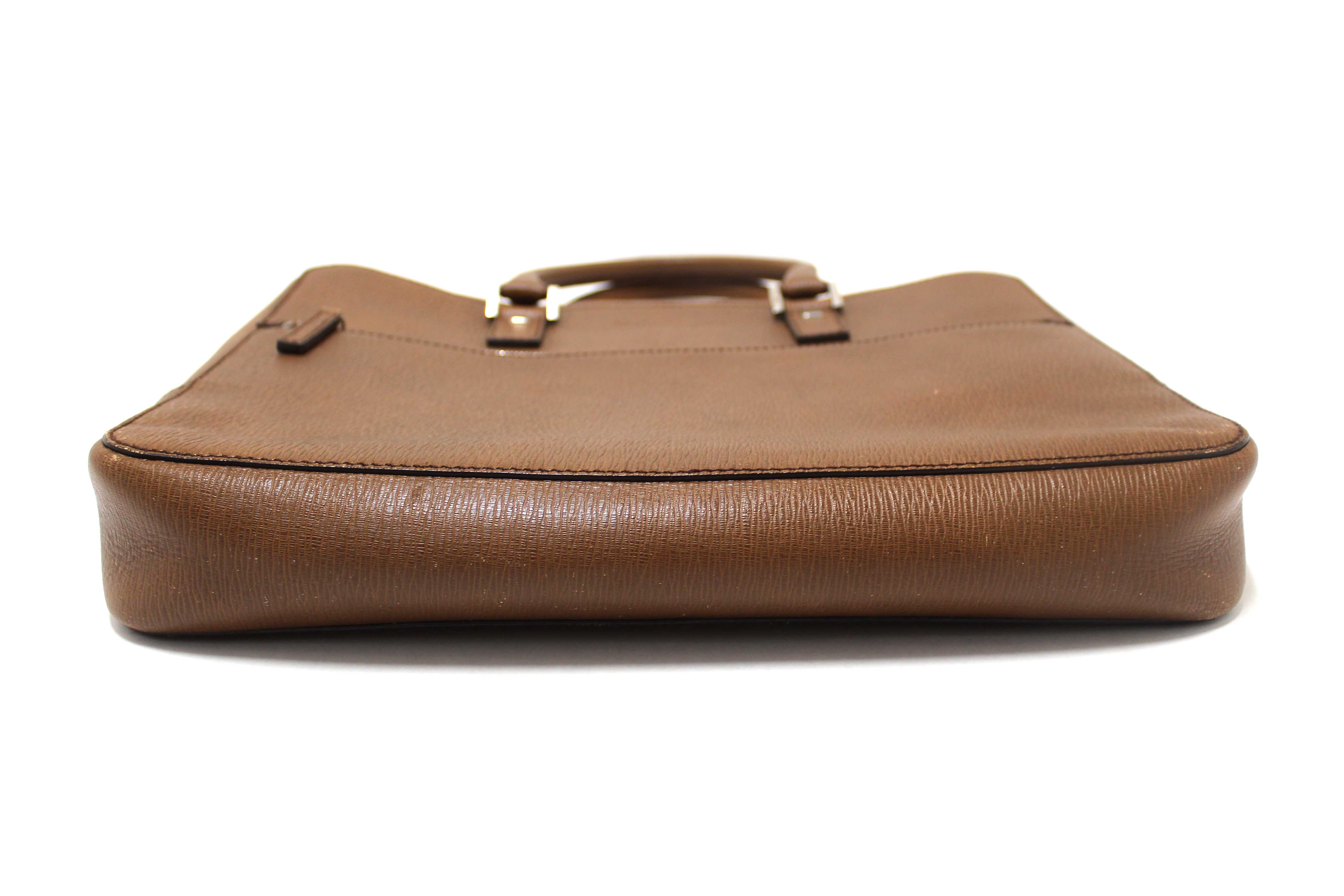 Authentic Salvatore Ferragmo Brown Leather Briefcase Work Bag