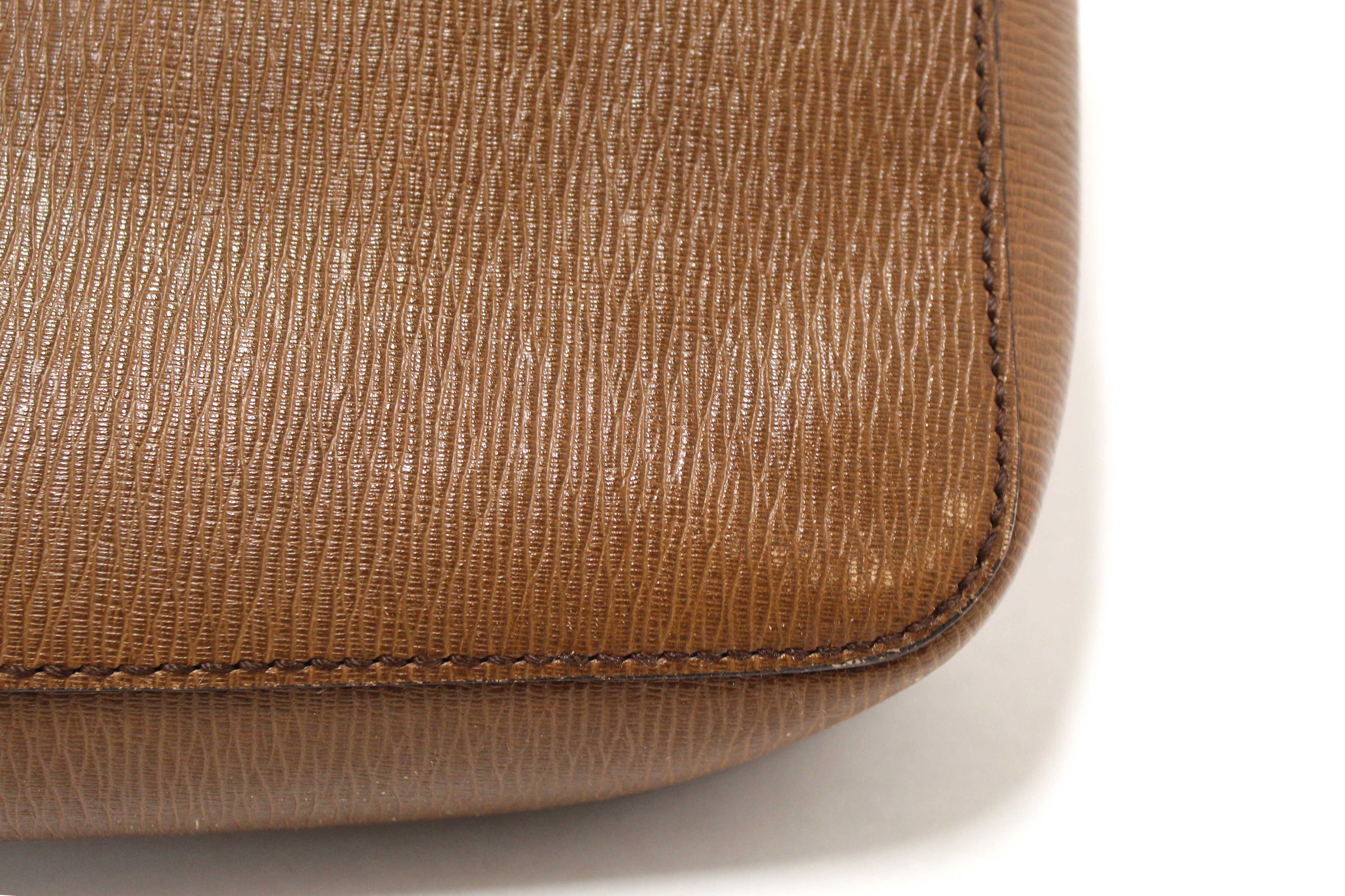 Authentic Salvatore Ferragmo Brown Leather Briefcase Work Bag