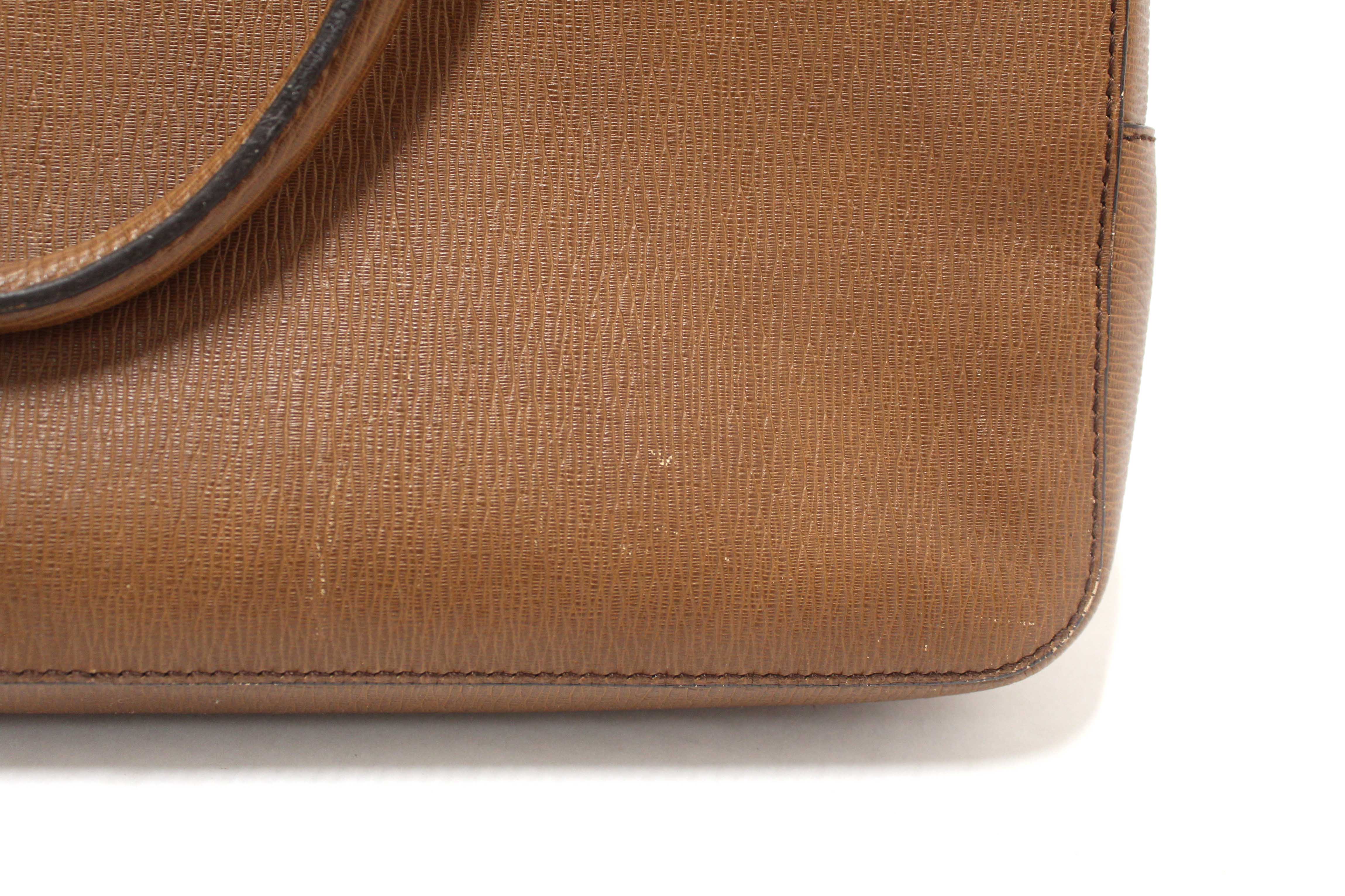 Authentic Salvatore Ferragmo Brown Leather Briefcase Work Bag