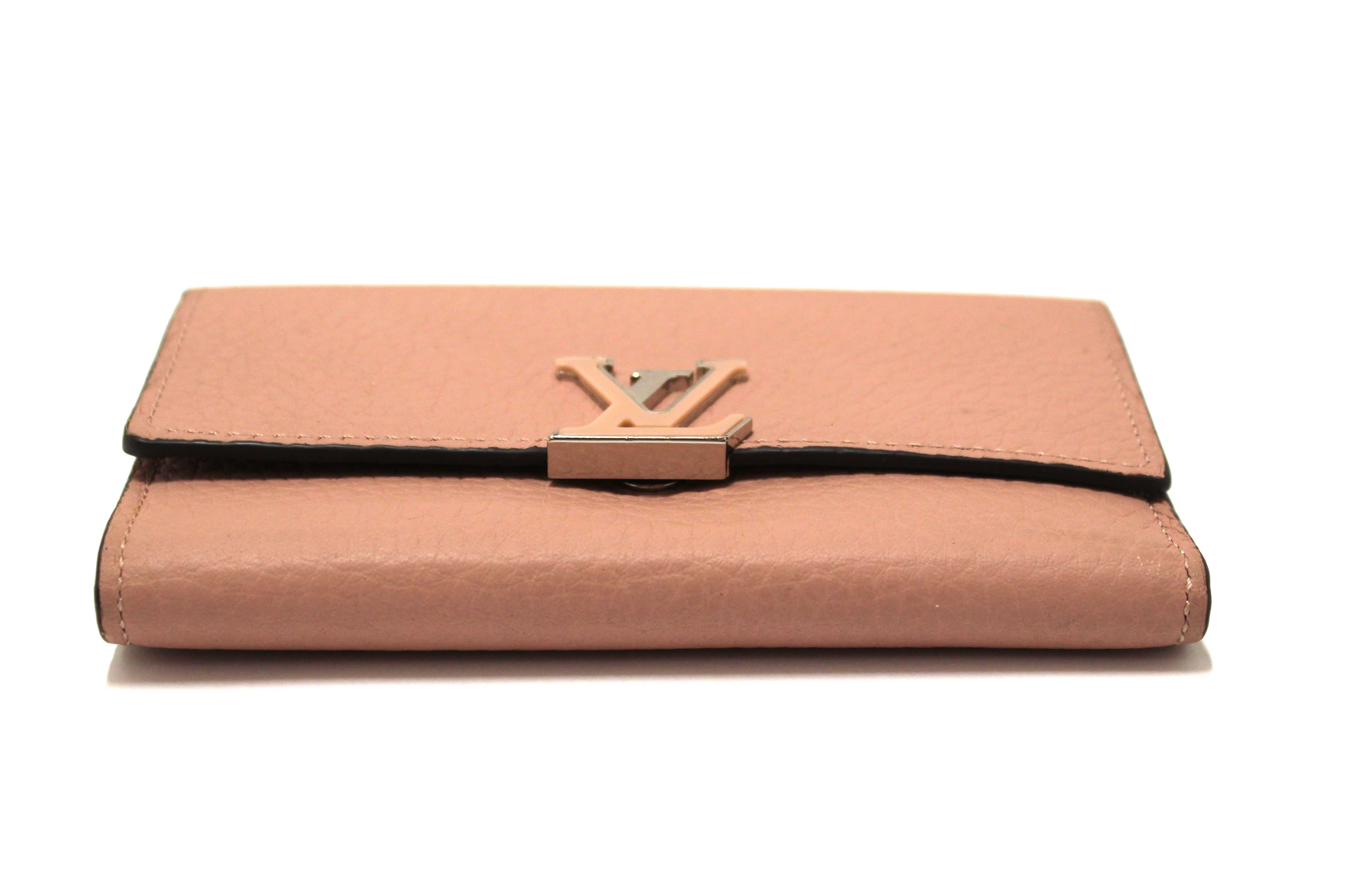 Authentic Louis Vuitton Magnolia Pink Taurillon Leather Capucines Compact Wallet