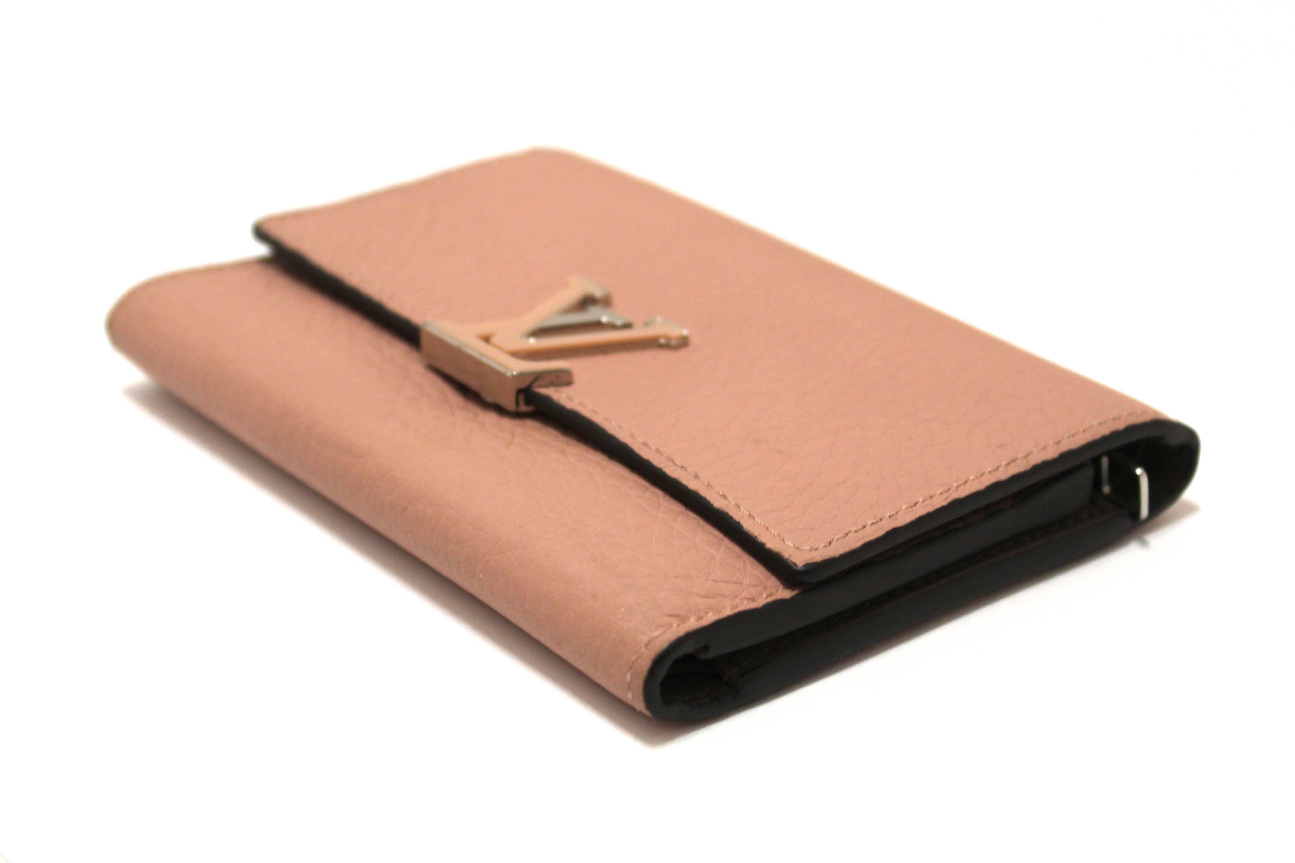 Authentic Louis Vuitton Magnolia Pink Taurillon Leather Capucines Compact Wallet