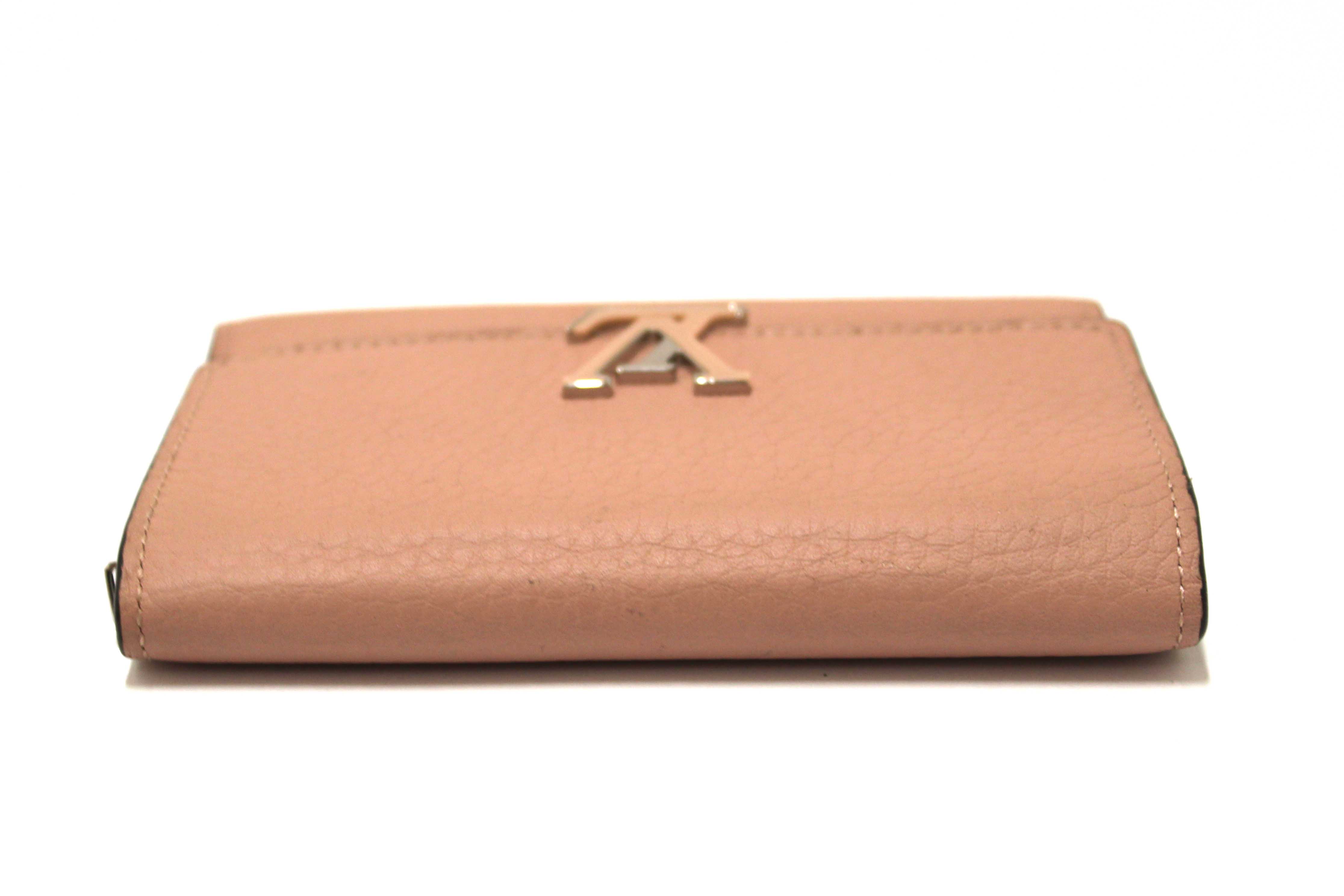 Authentic Louis Vuitton Magnolia Pink Taurillon Leather Capucines Compact Wallet