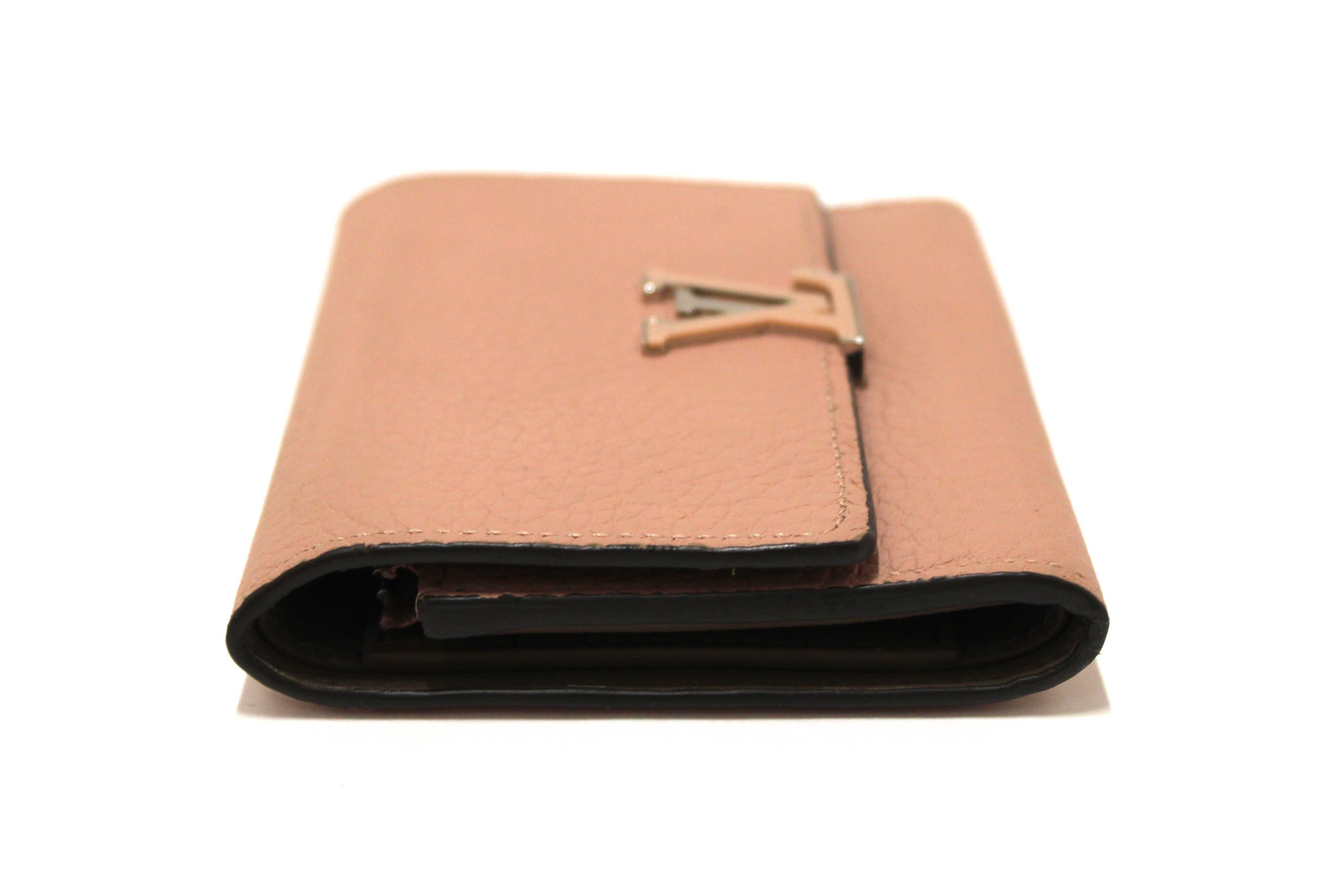 Authentic Louis Vuitton Magnolia Pink Taurillon Leather Capucines Compact Wallet