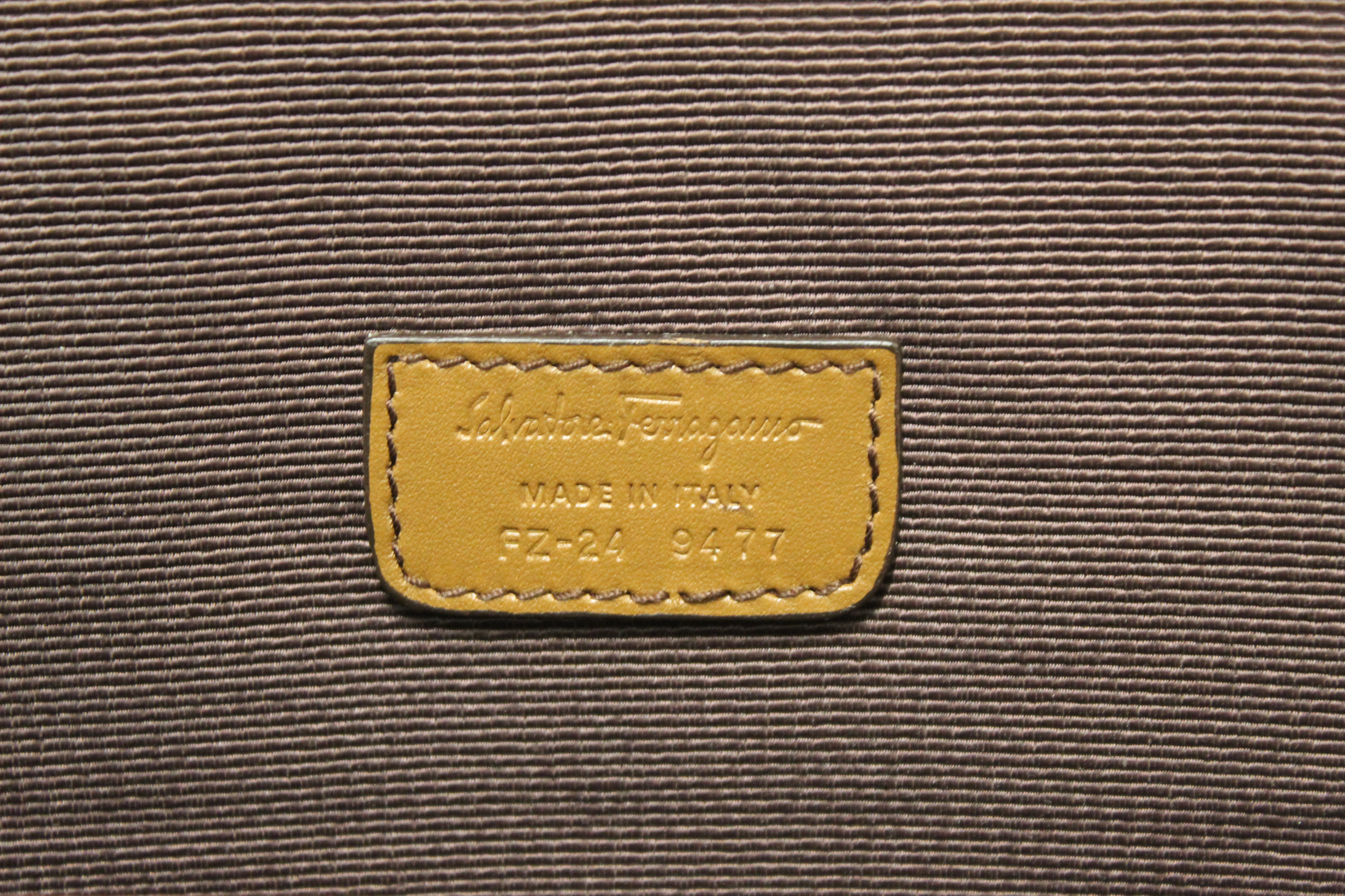 Authentic Salvatore Ferragmo Brown Leather Briefcase Work Bag