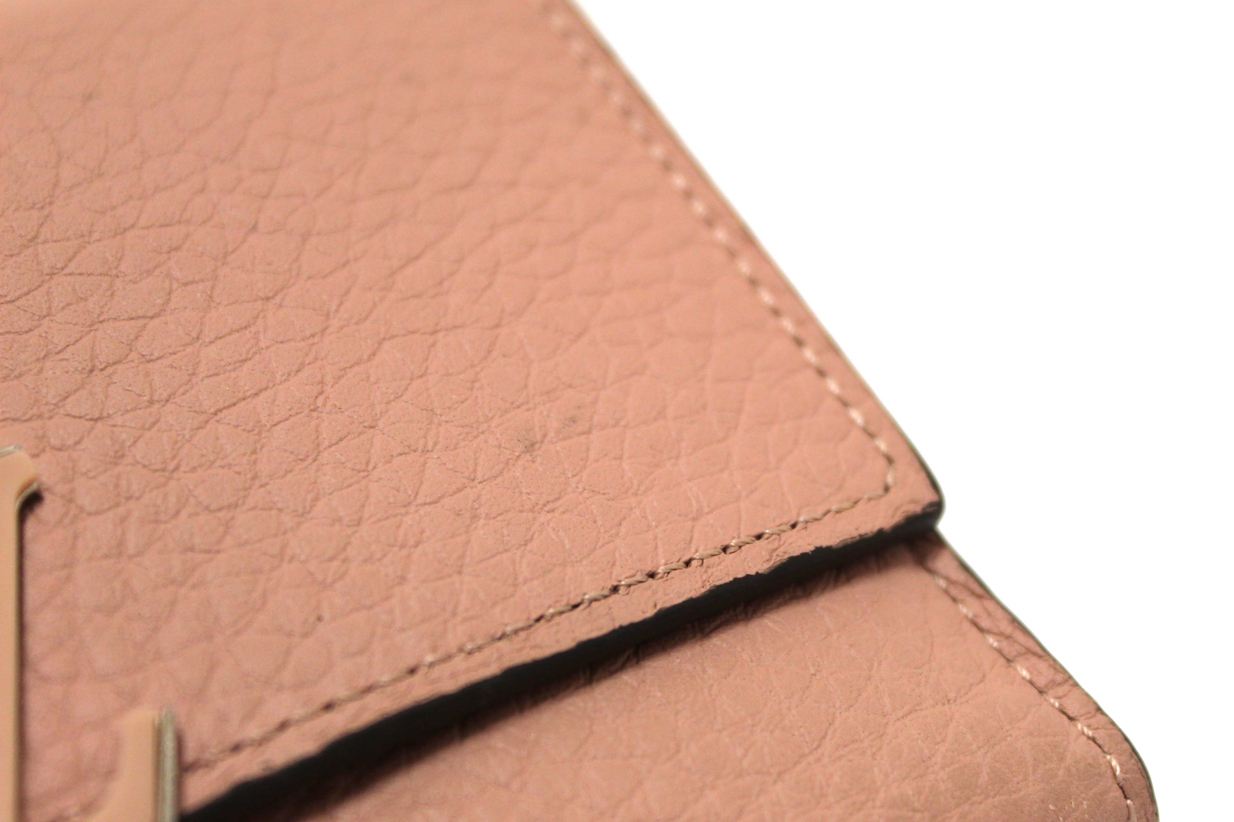 Authentic Louis Vuitton Magnolia Pink Taurillon Leather Capucines Compact Wallet