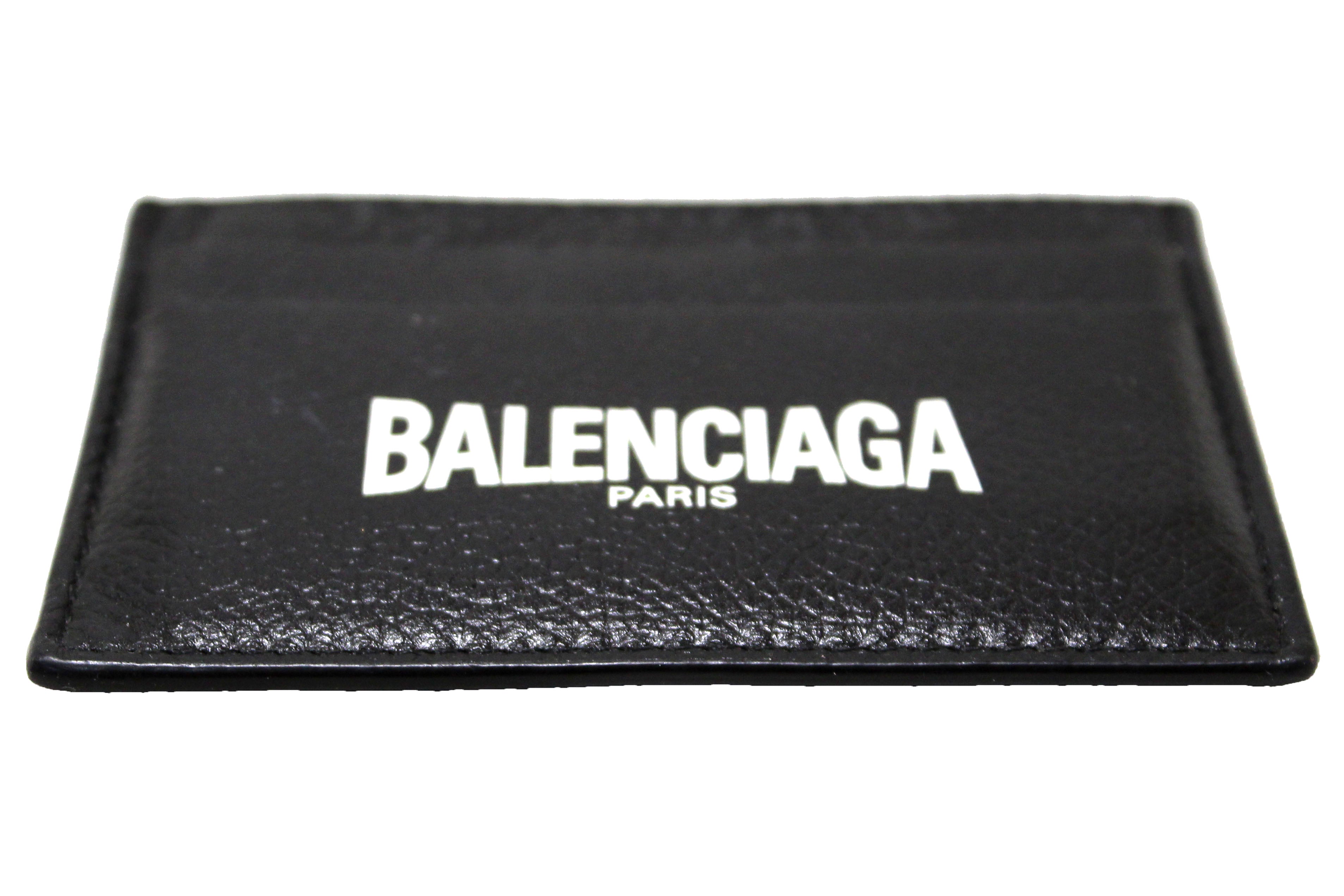 Authentic NEW Balenciaga Black Small Grain Calfskin Leather Cash Card Holder