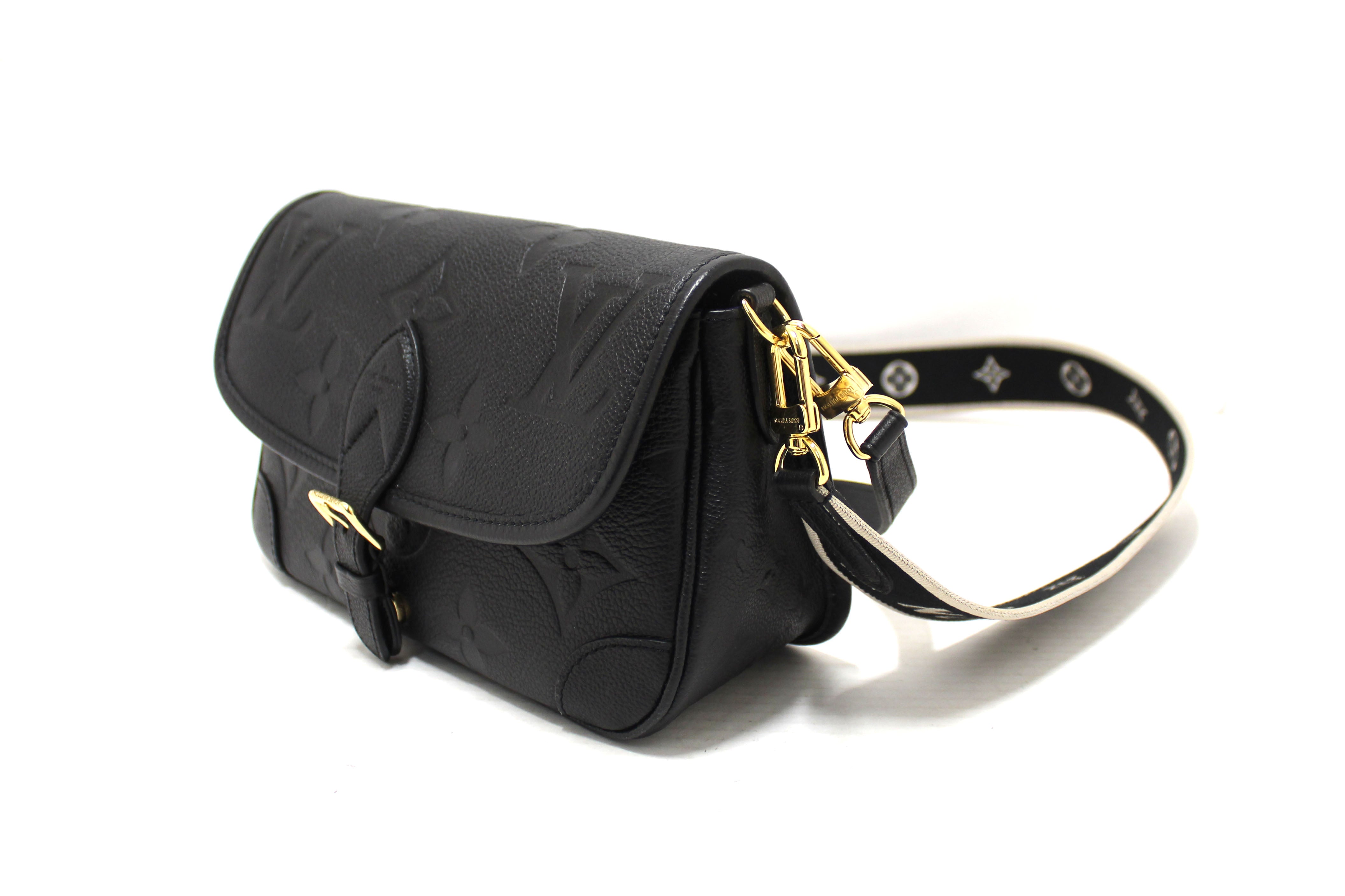 Authentic Louis Vuitton Black Monogram Empreinte Diana Shoulder and Cossbody Bag