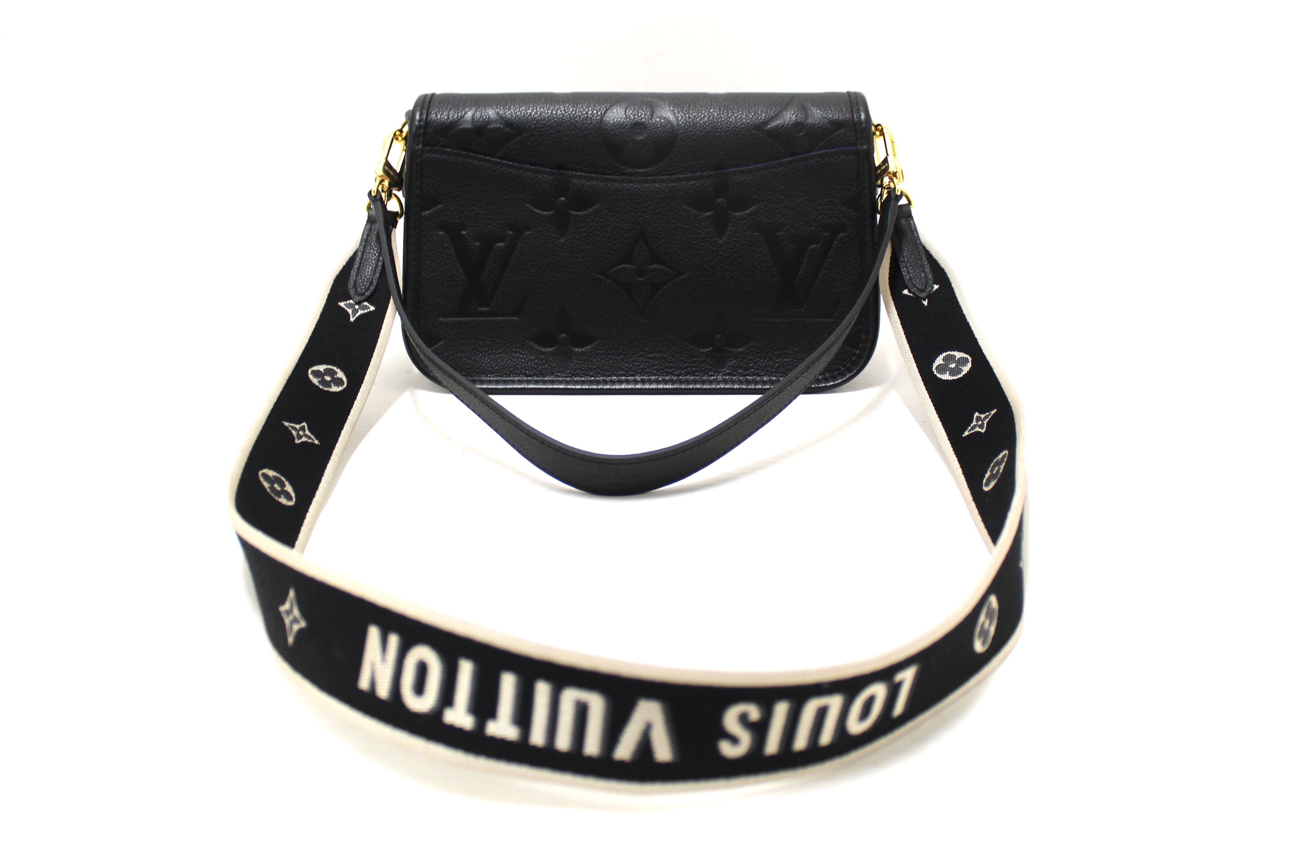 Authentic Louis Vuitton Black Monogram Empreinte Diana Shoulder and Cossbody Bag