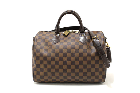 Authentic Louis Vuitton Damier Ebene Speedy 30 Bandouliere Bag