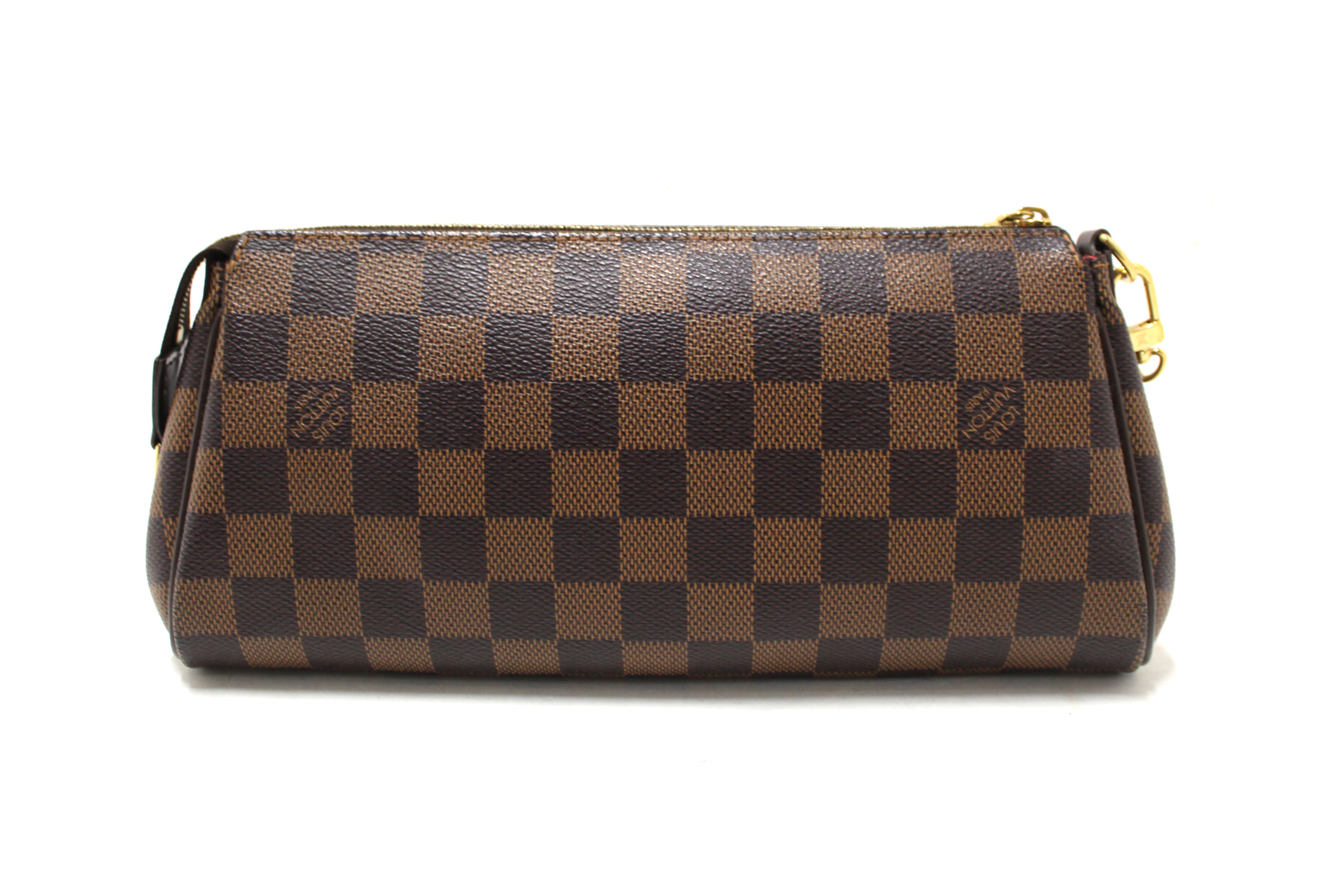 Authentic Louis Vuitton Damier Ebene Canvas Eva Clutch Bag