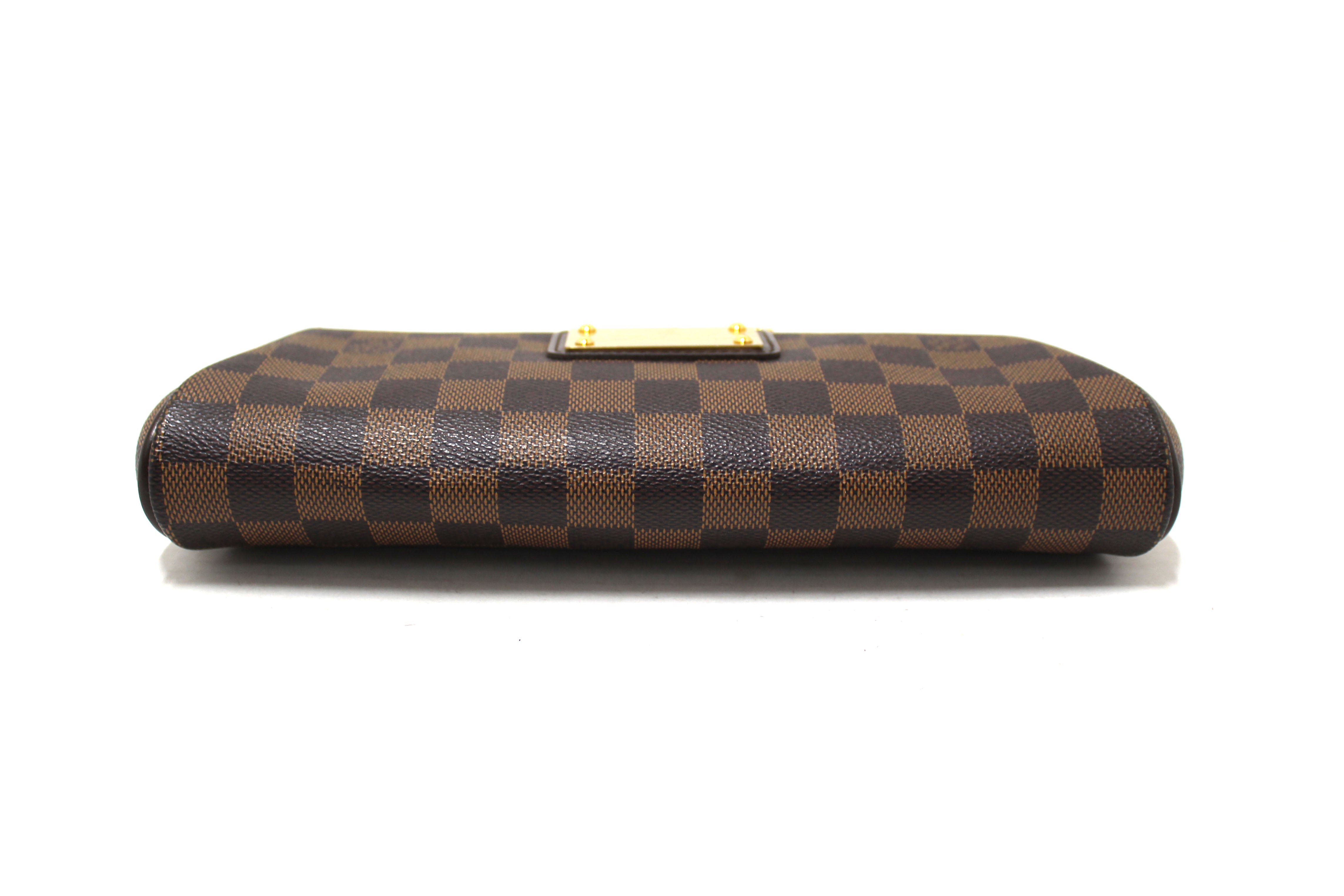 Authentic Louis Vuitton Damier Ebene Canvas Eva Clutch Bag