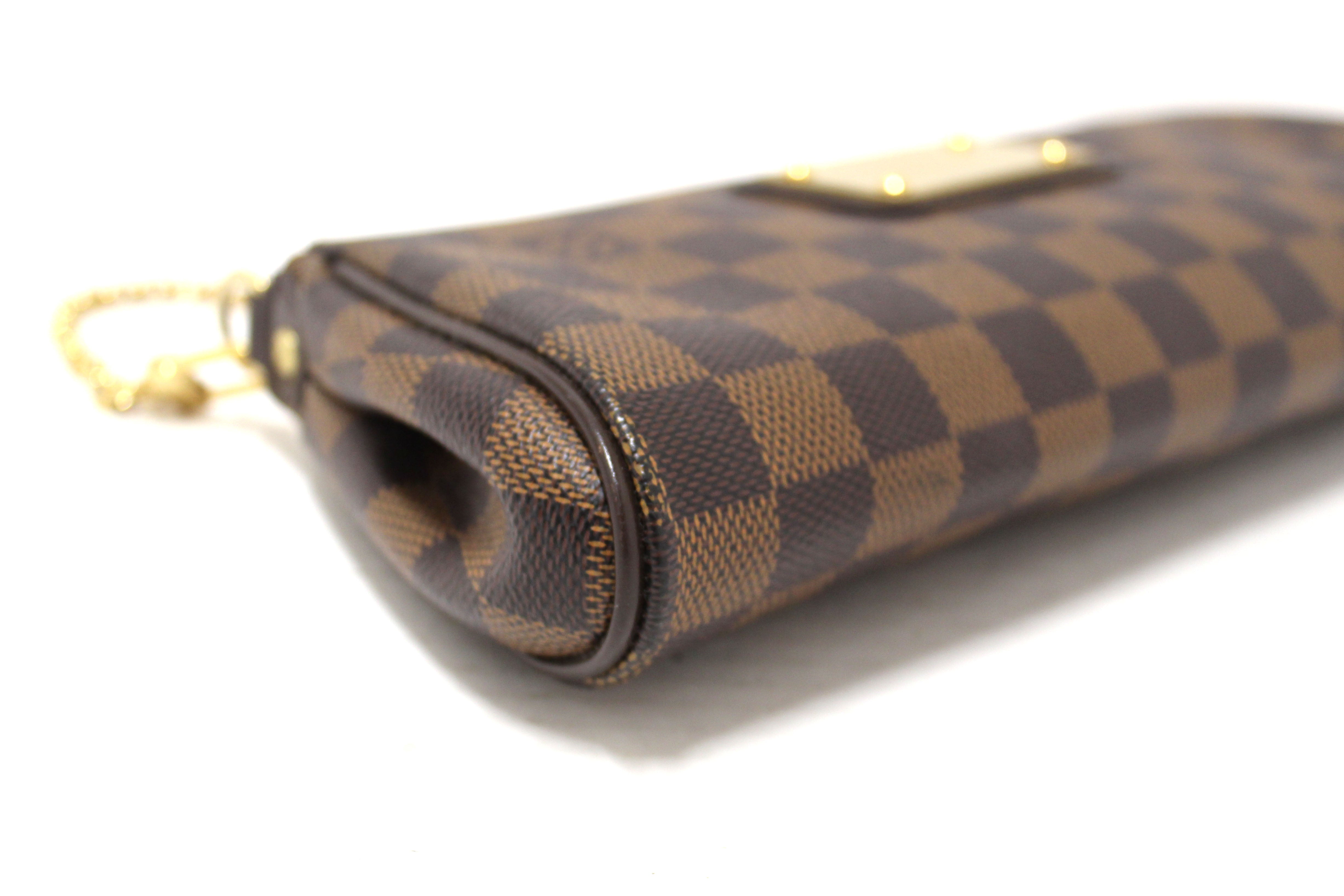 Authentic Louis Vuitton Damier Ebene Canvas Eva Clutch Bag