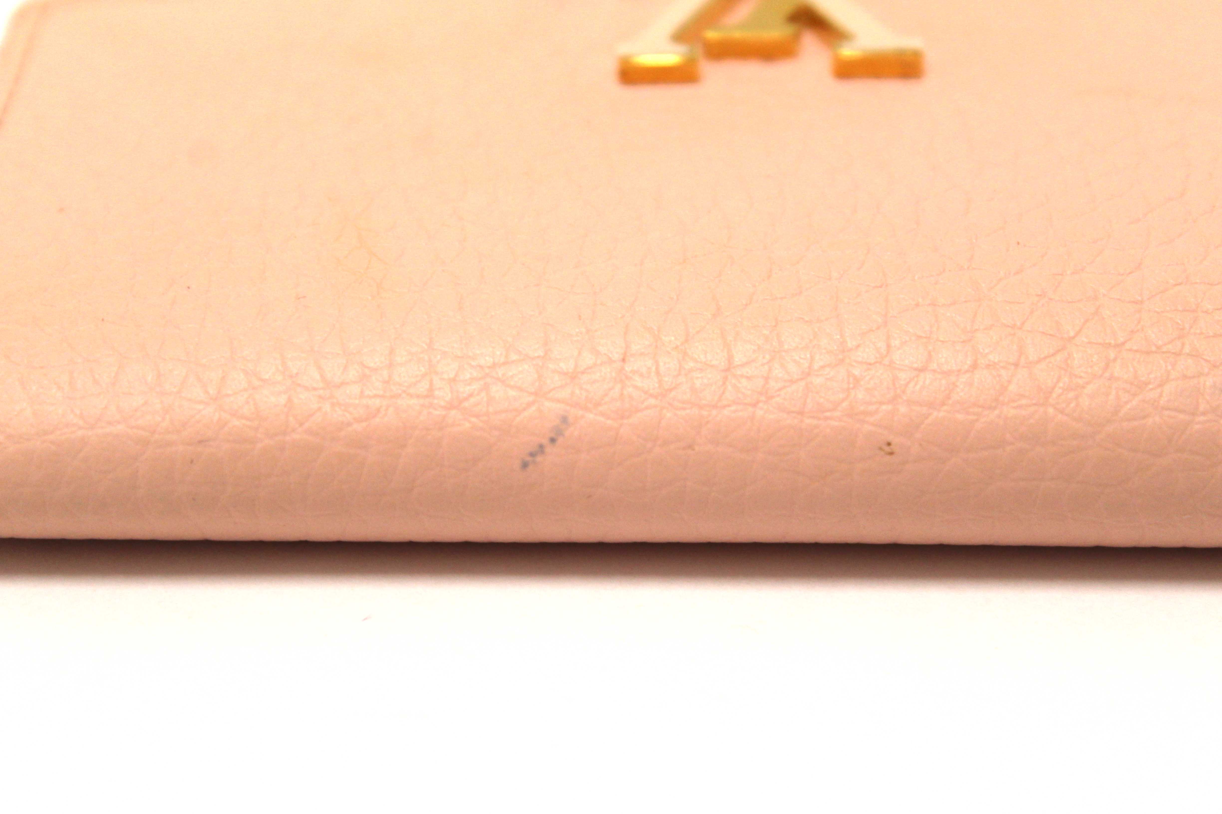 Authentic Louis Vuitton Pink Jasmin Taurillon Leather Capucines Compact Wallet