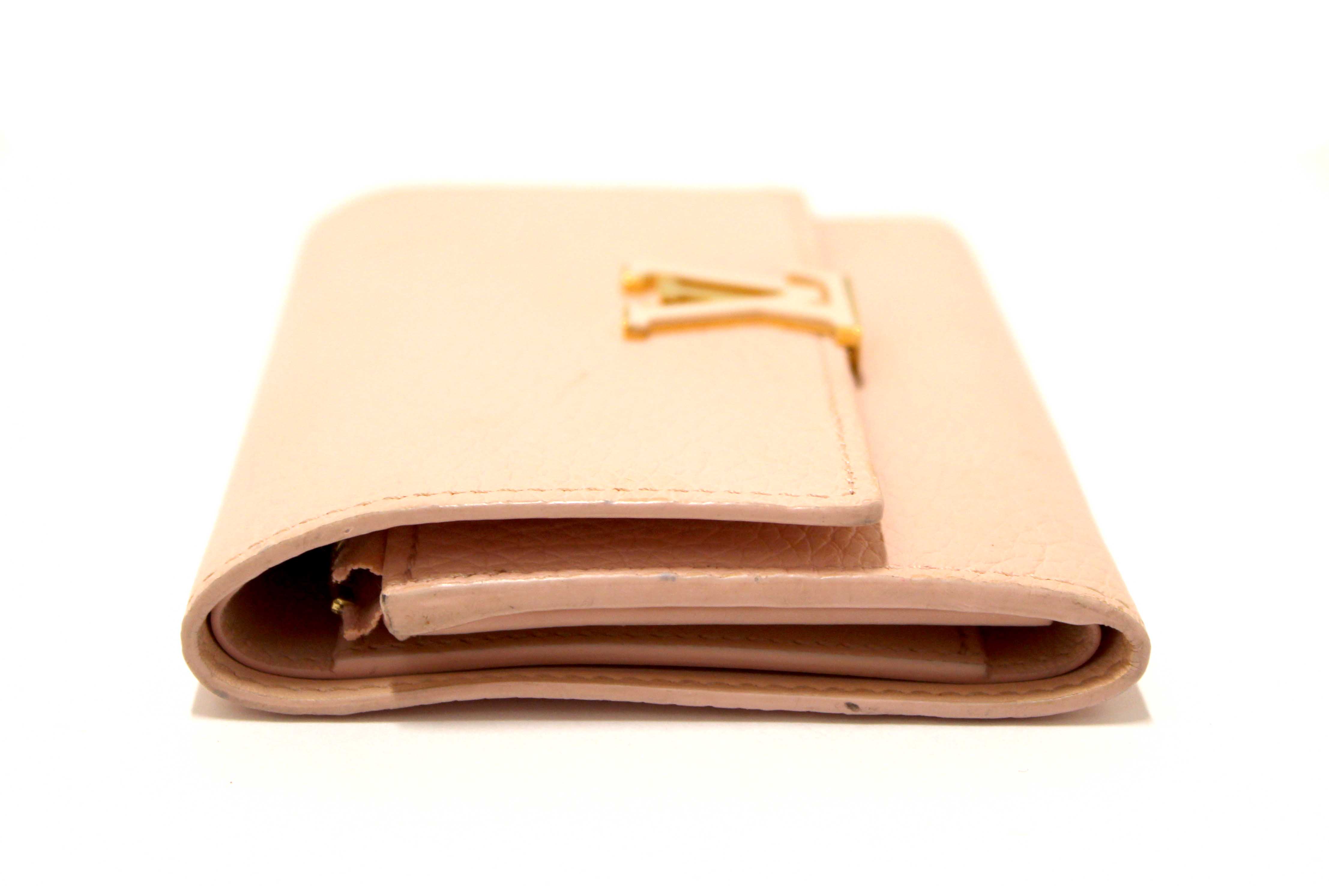 Authentic Louis Vuitton Pink Jasmin Taurillon Leather Capucines Compact Wallet