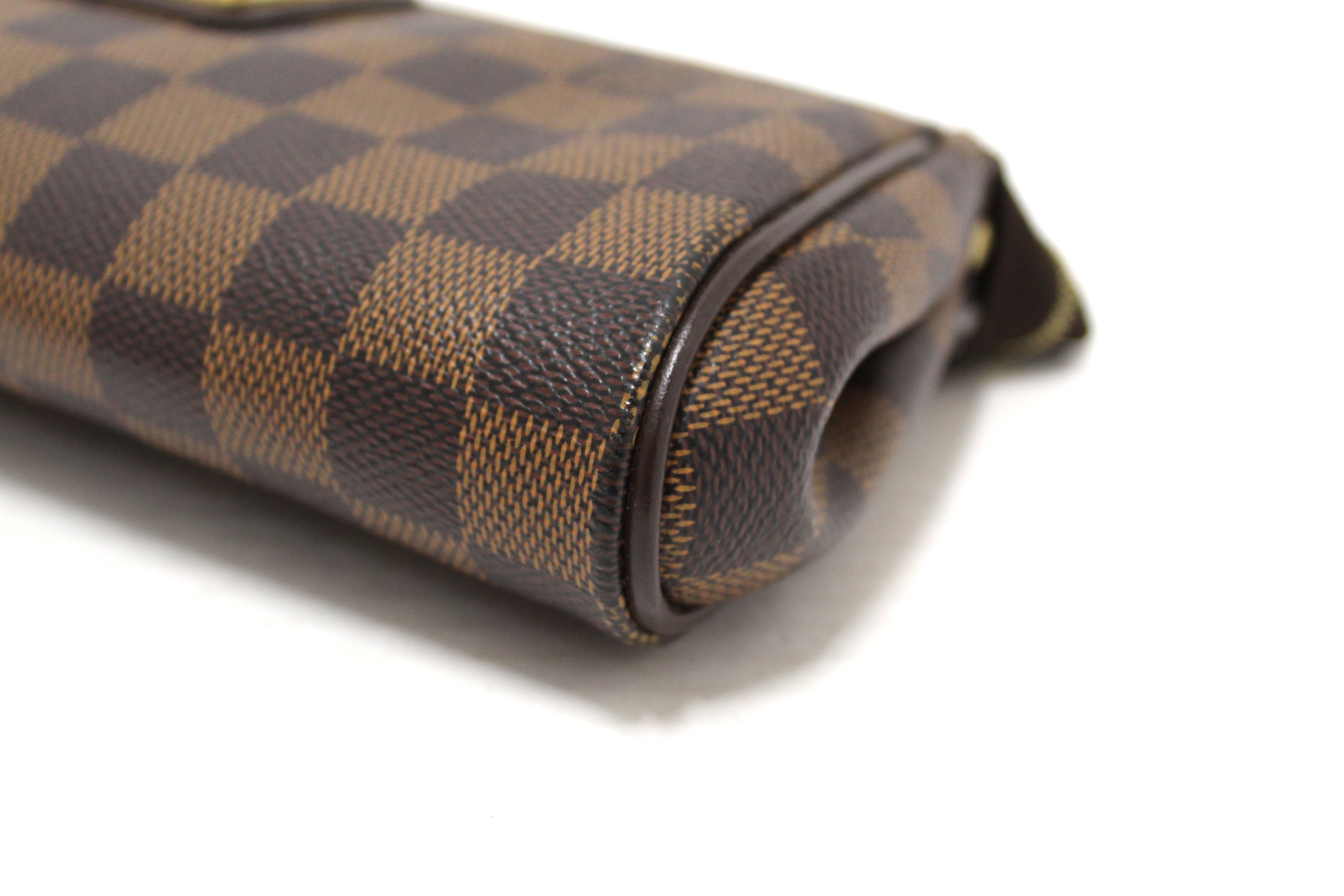 Authentic Louis Vuitton Damier Ebene Canvas Eva Clutch Bag