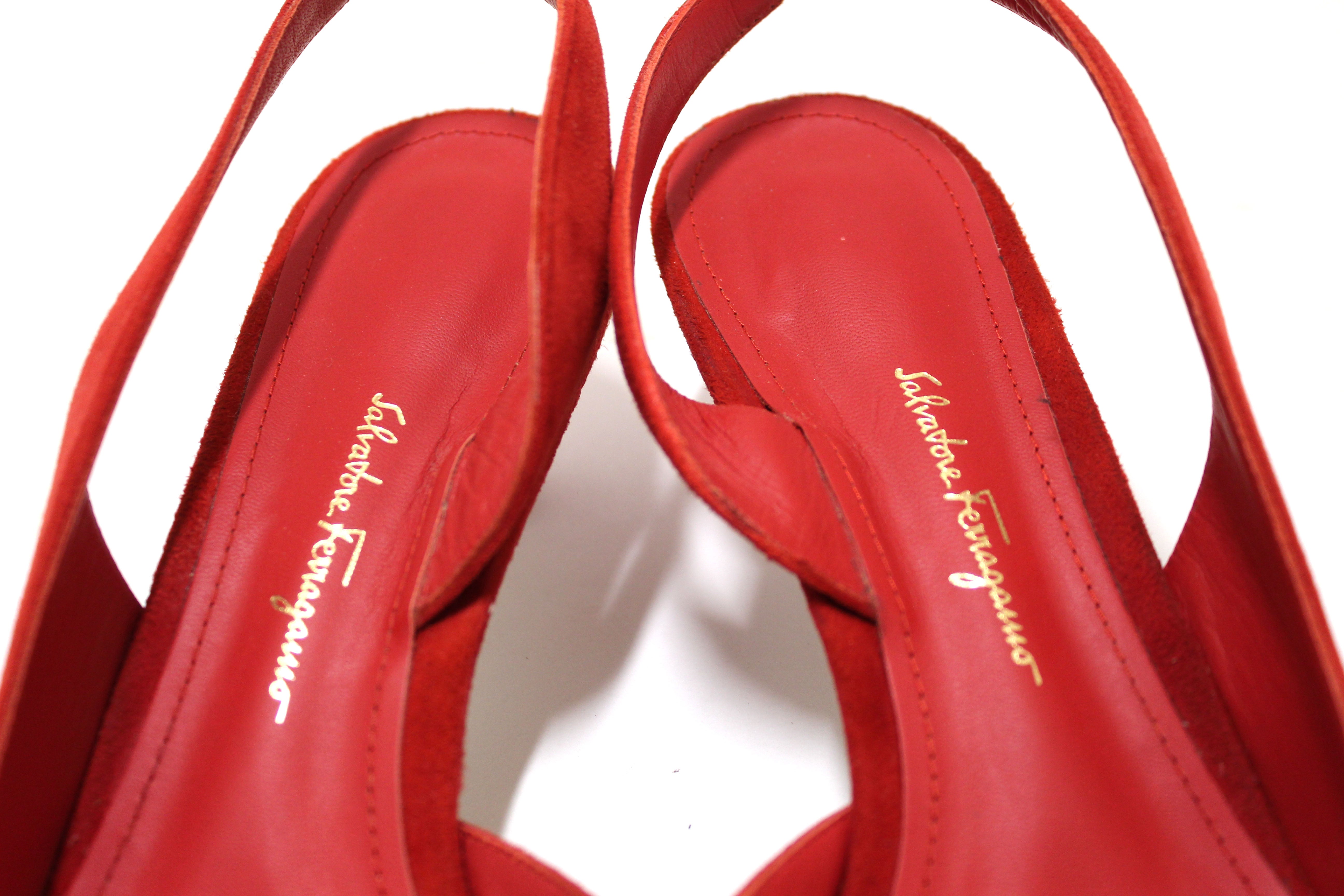 Ferragamo Red Sculpted Block Heel Pumps 8C – STYLISHTOP