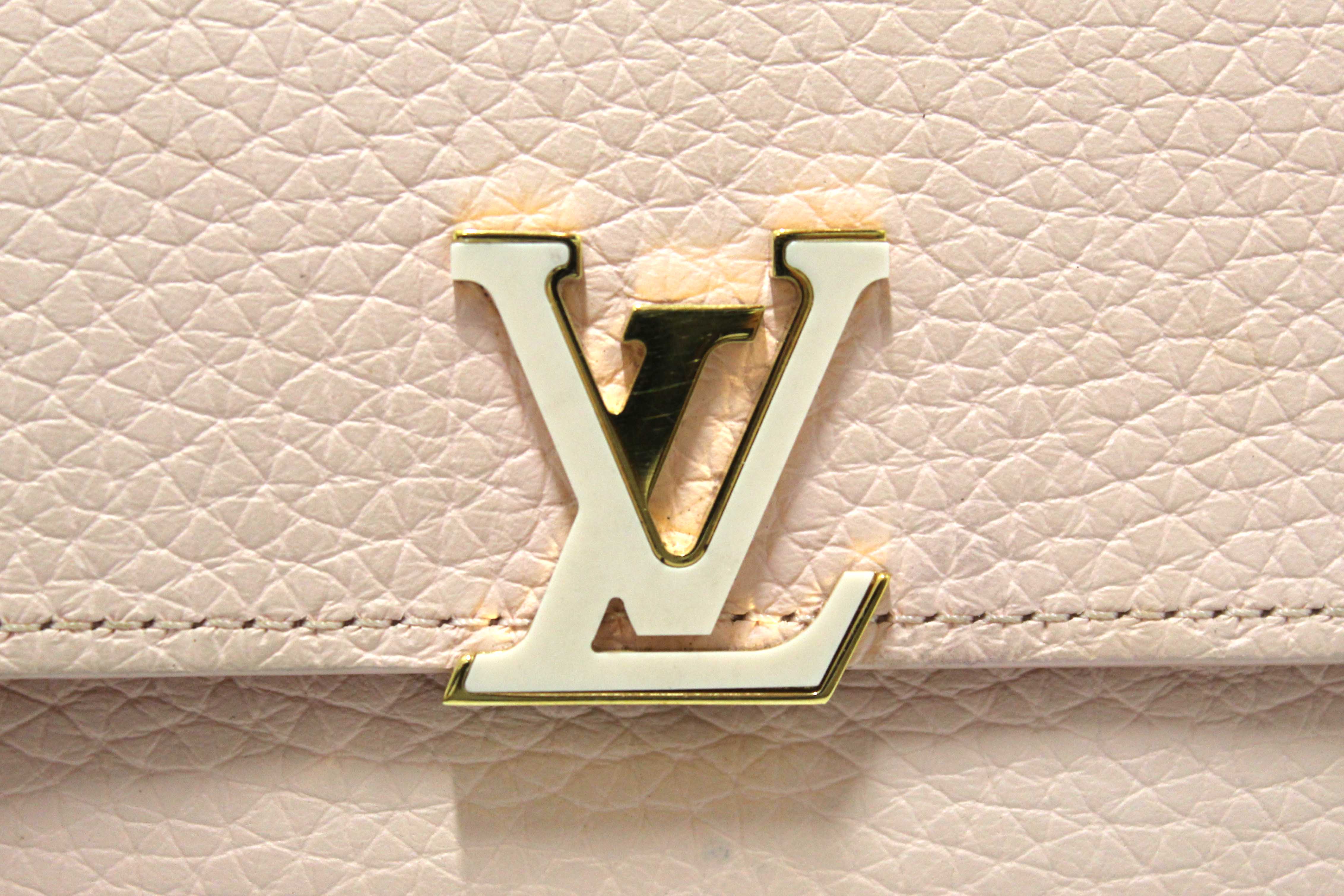 Authentic Louis Vuitton Pink Jasmin Taurillon Leather Capucines Compact Wallet