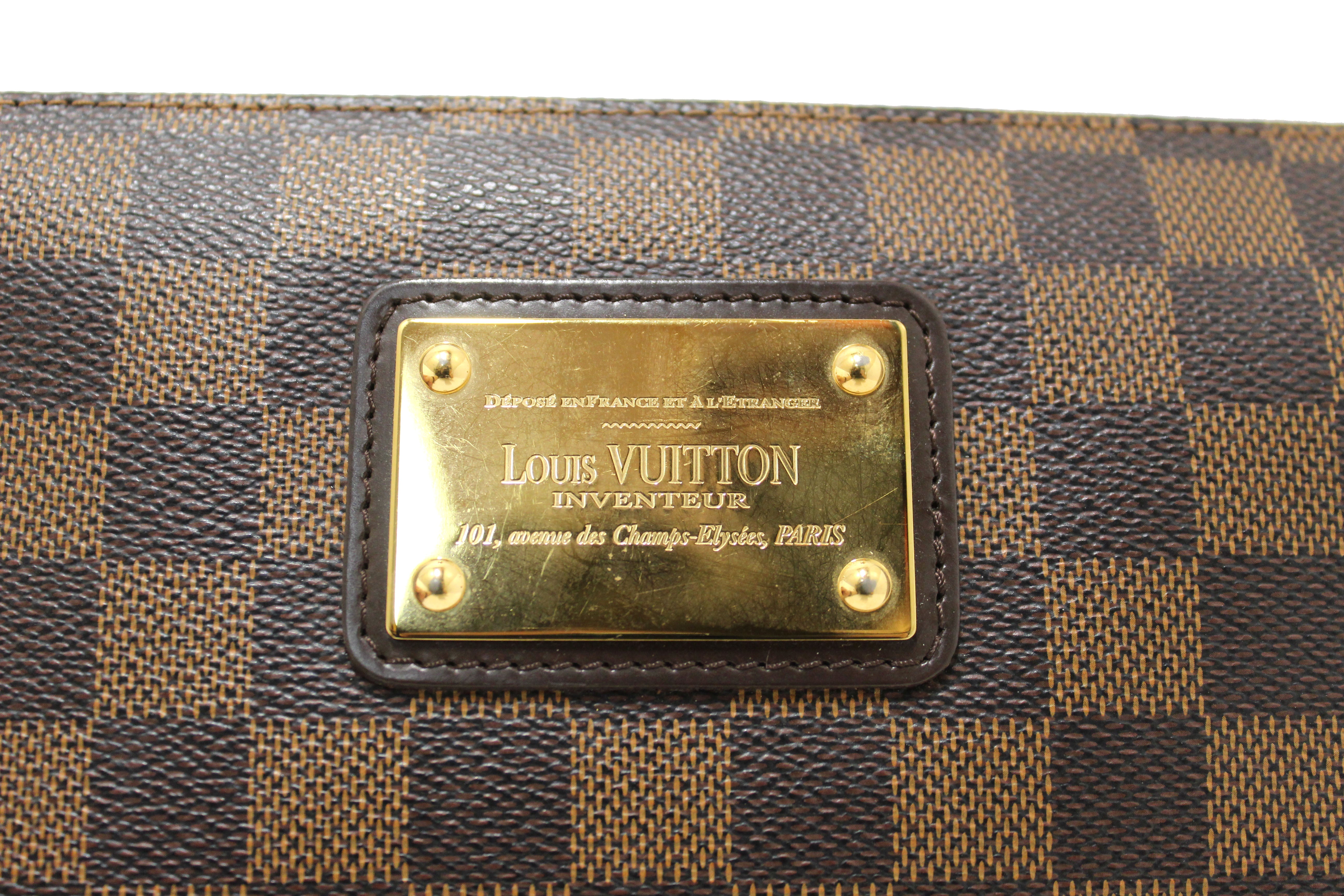 Authentic Louis Vuitton Damier Ebene Canvas Eva Clutch Bag