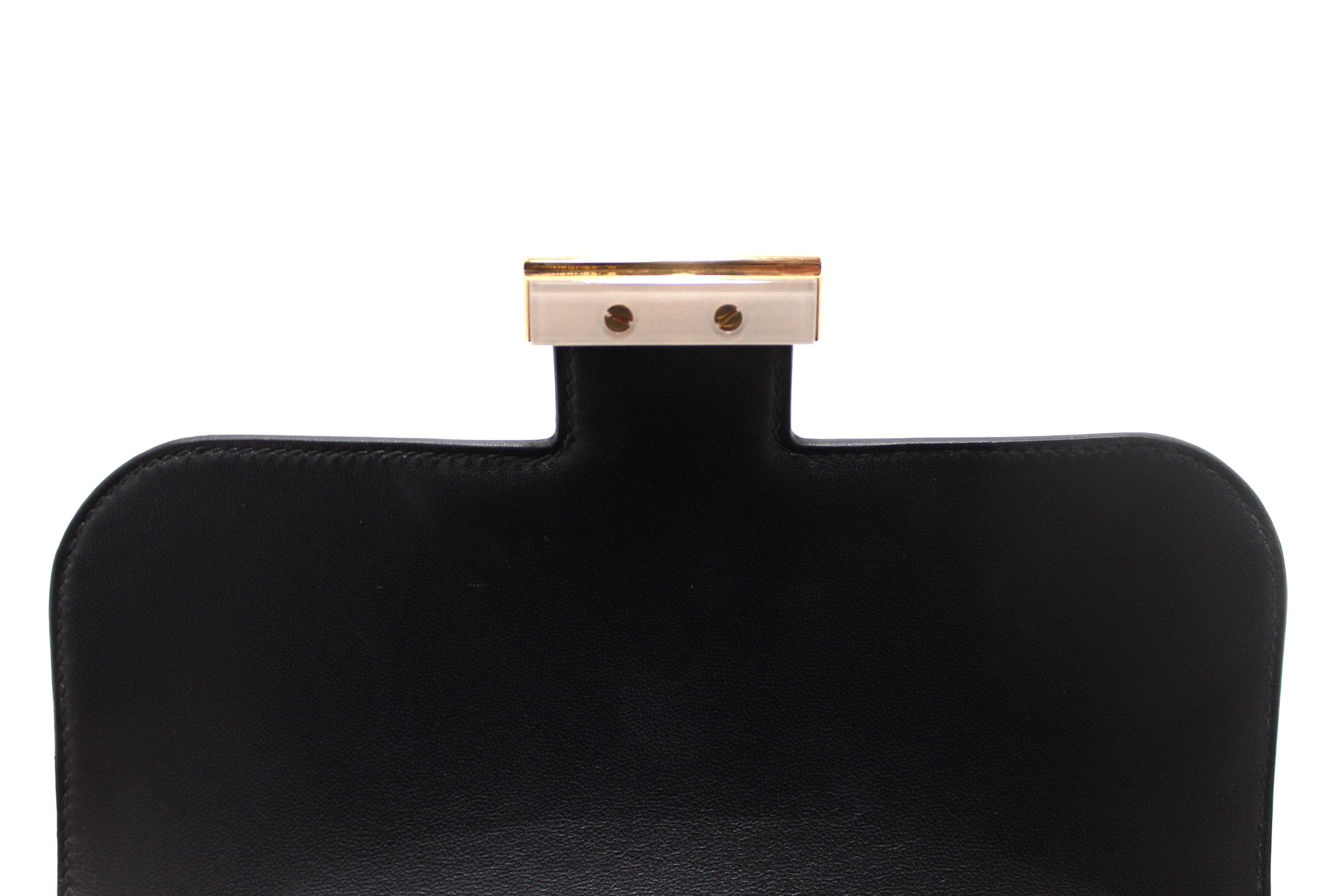 Authentic Hermes Black Epsom Leather Constance 24 Shoulder Bag