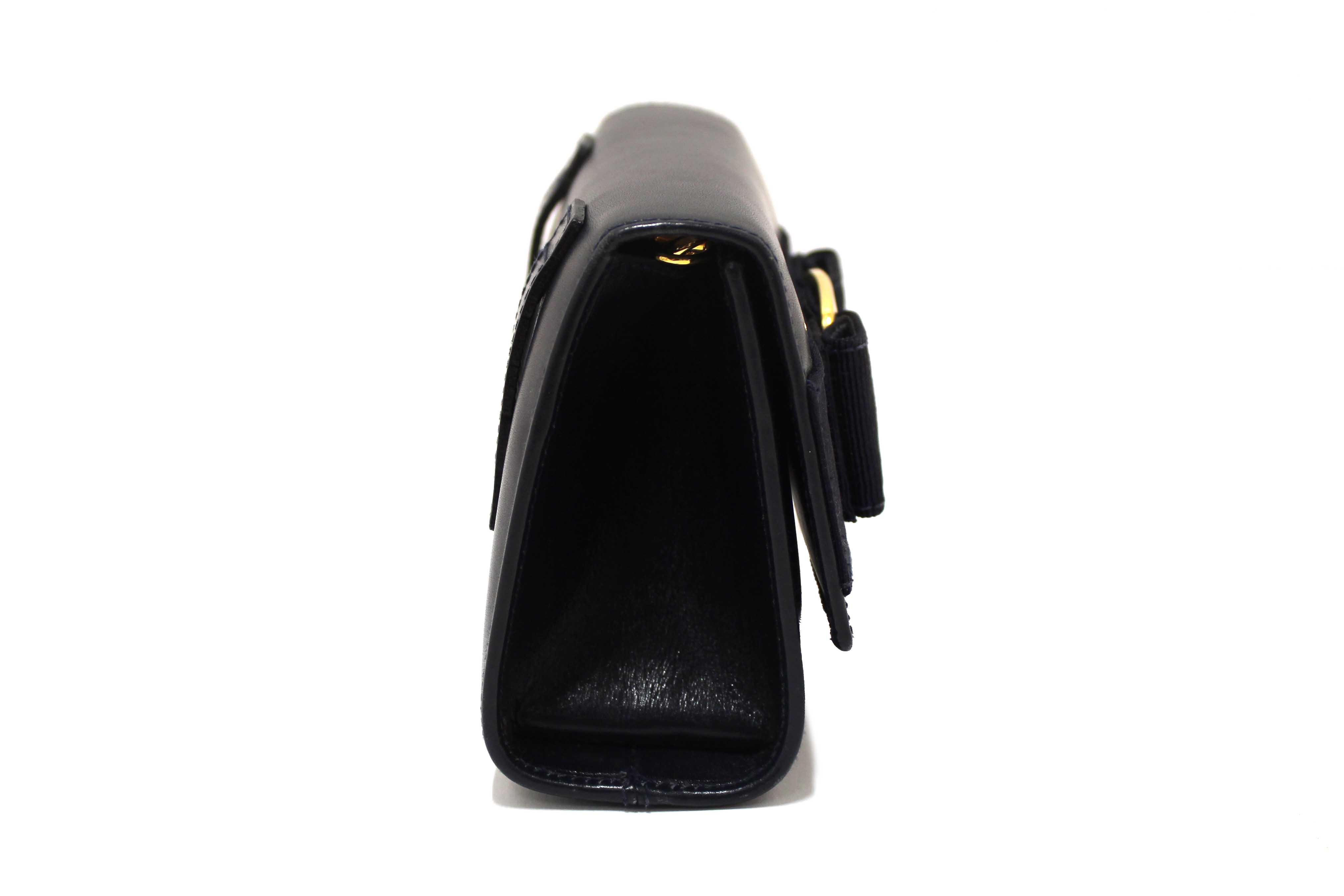 Authentic Salvatore Ferragamo Blue Leather Miss Vera Mini Bag