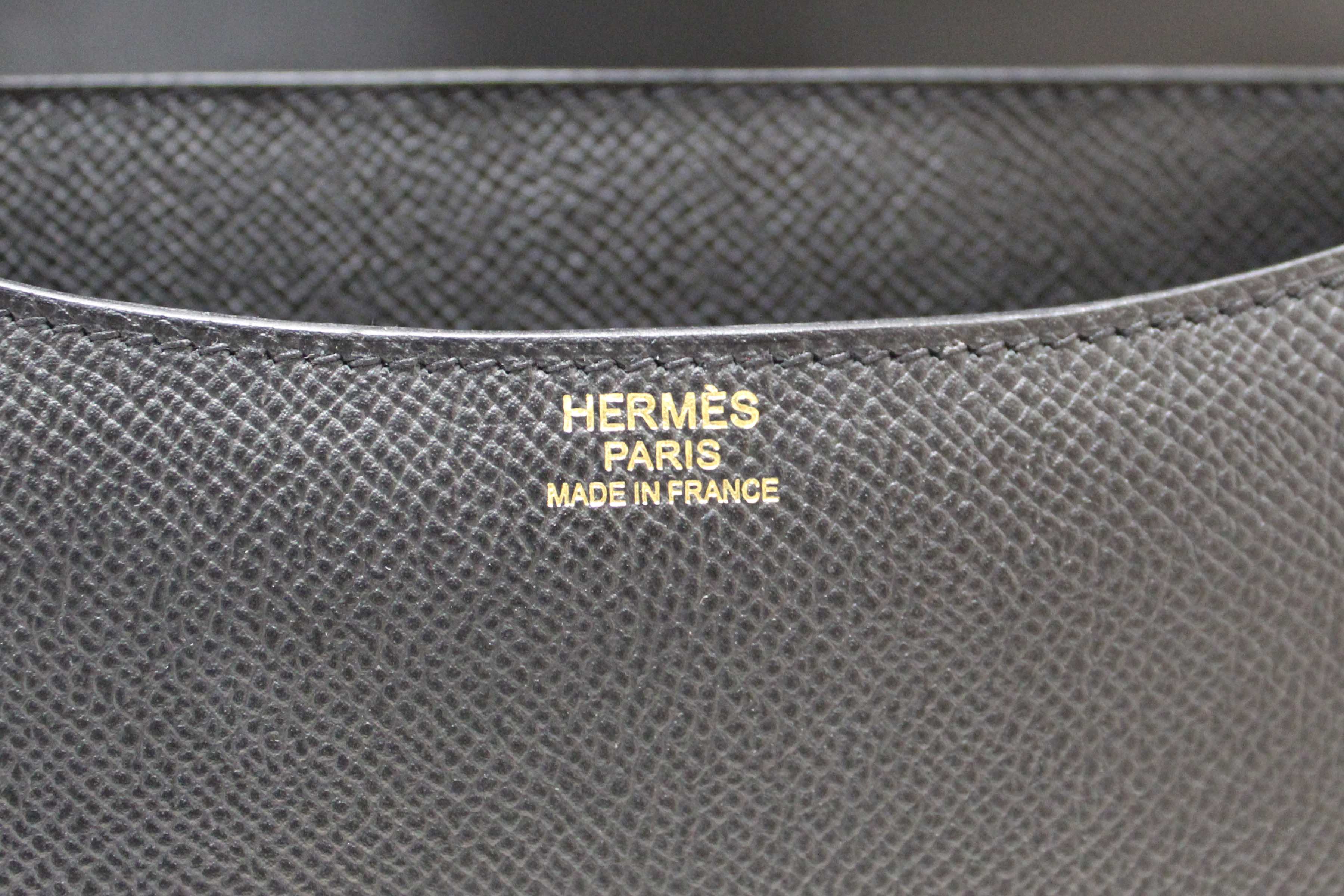 Authentic Hermes Black Epsom Leather Constance 24 Shoulder Bag
