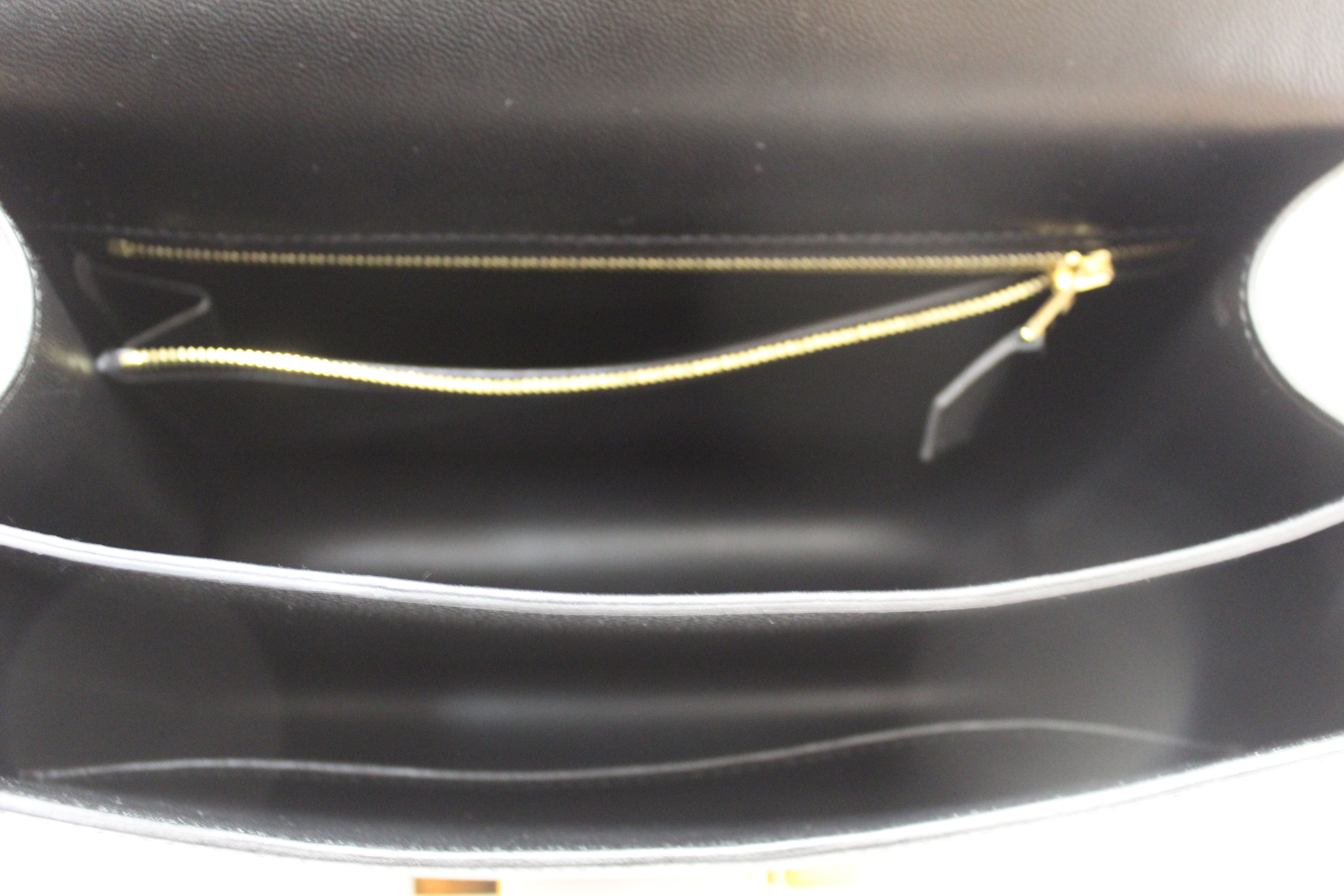 Authentic Hermes Black Epsom Leather Constance 24 Shoulder Bag