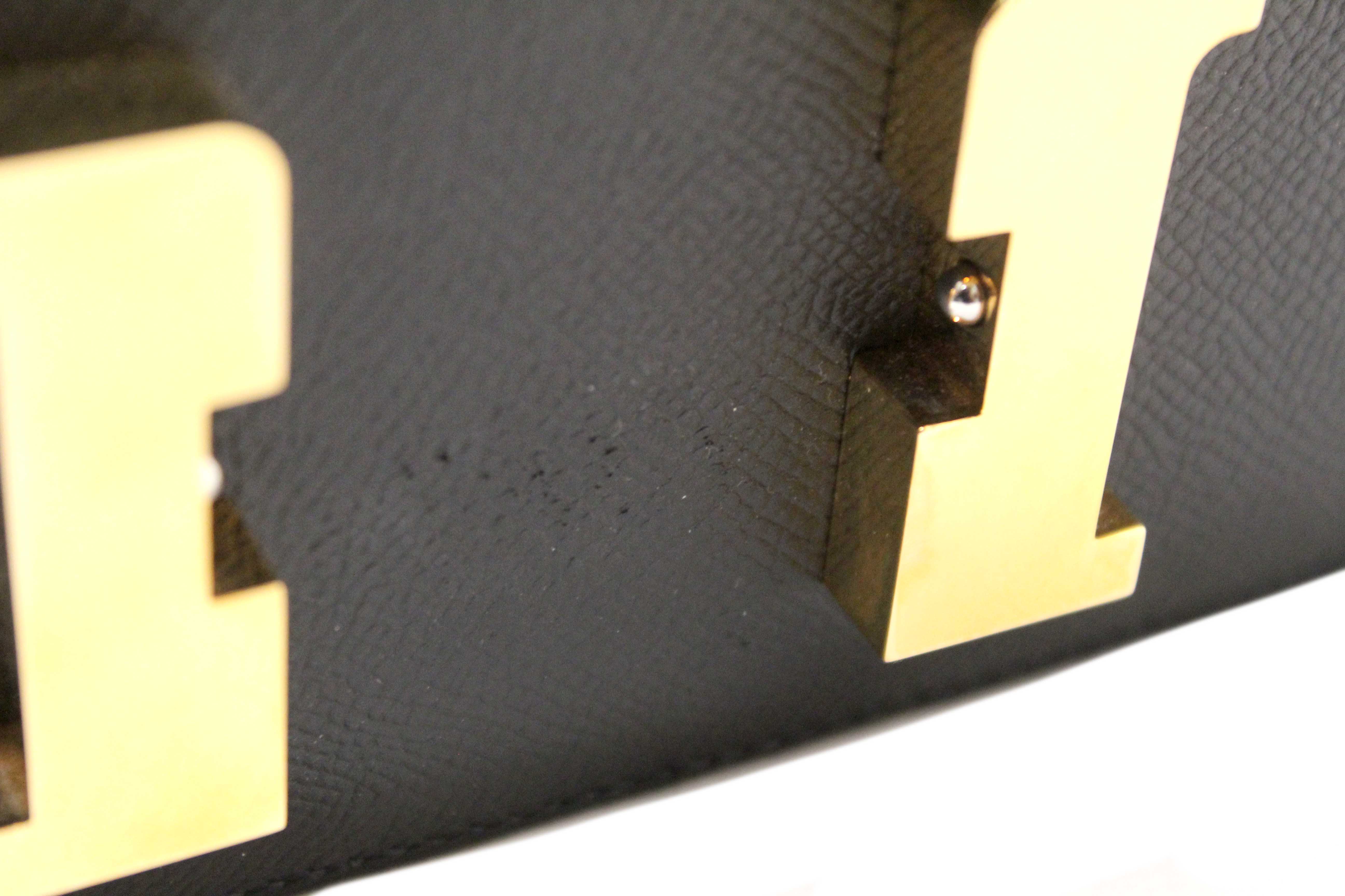 Authentic Hermes Black Epsom Leather Constance 24 Shoulder Bag