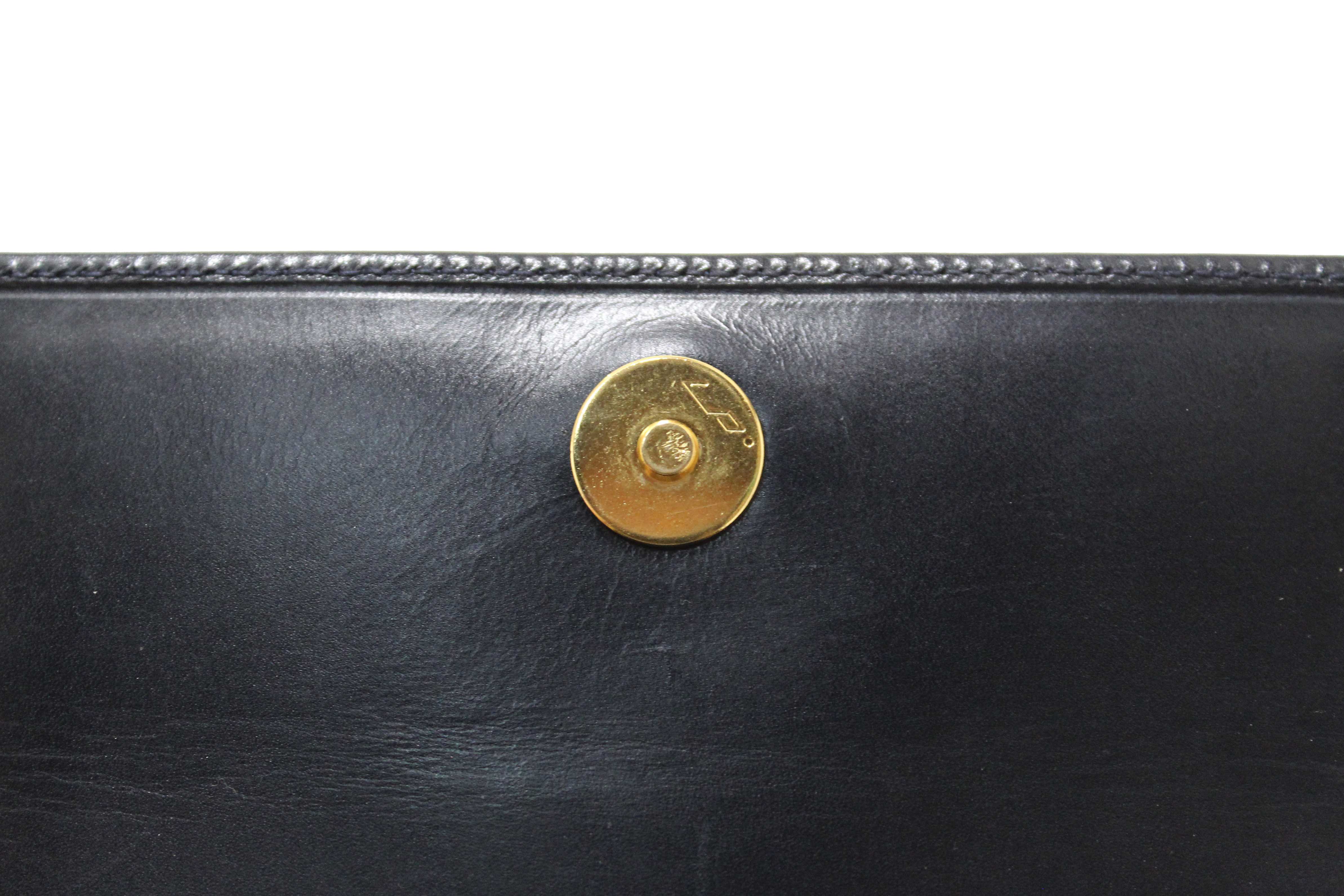 Authentic Salvatore Ferragamo Blue Leather Miss Vera Mini Bag