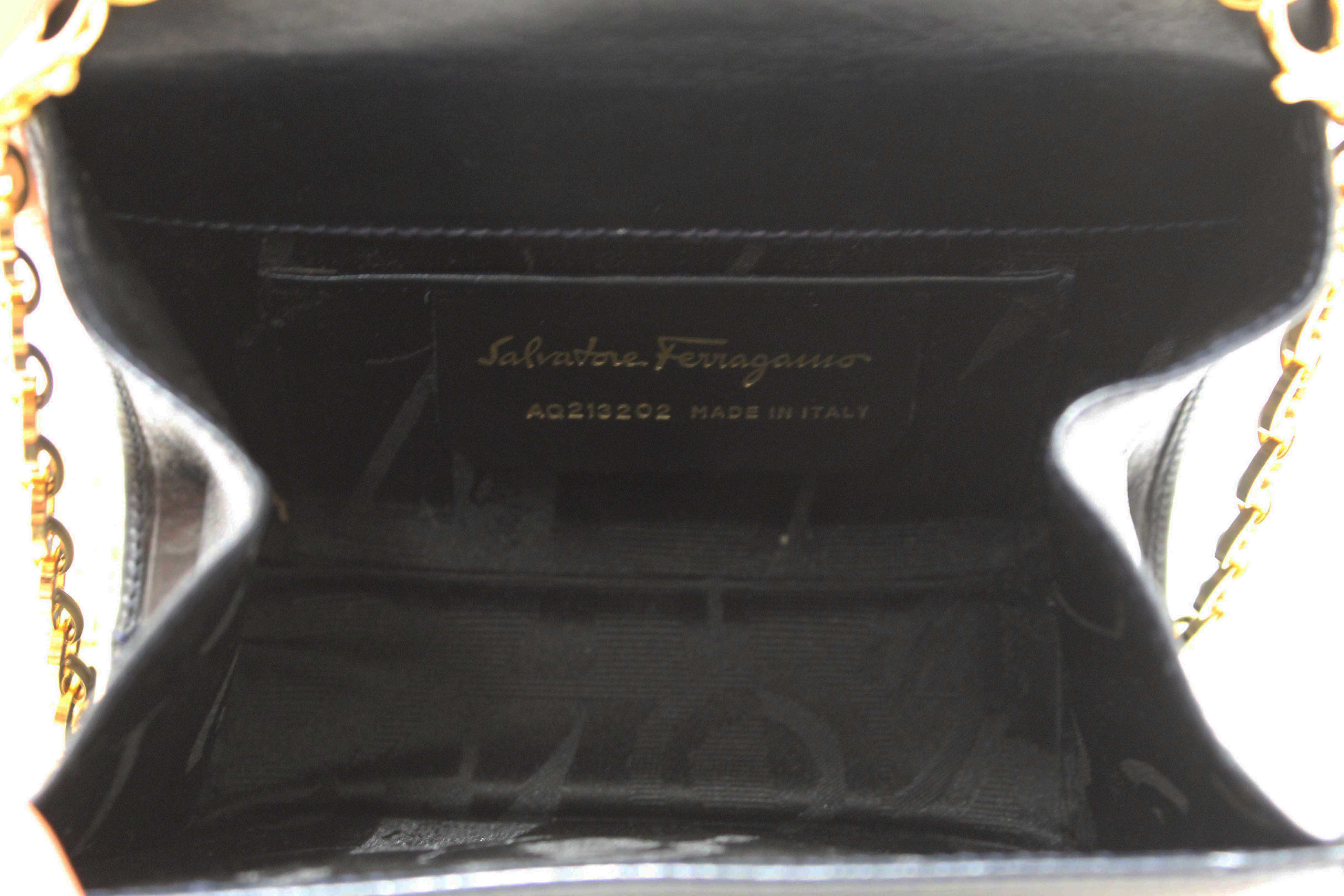 Authentic Salvatore Ferragamo Blue Leather Miss Vera Mini Bag