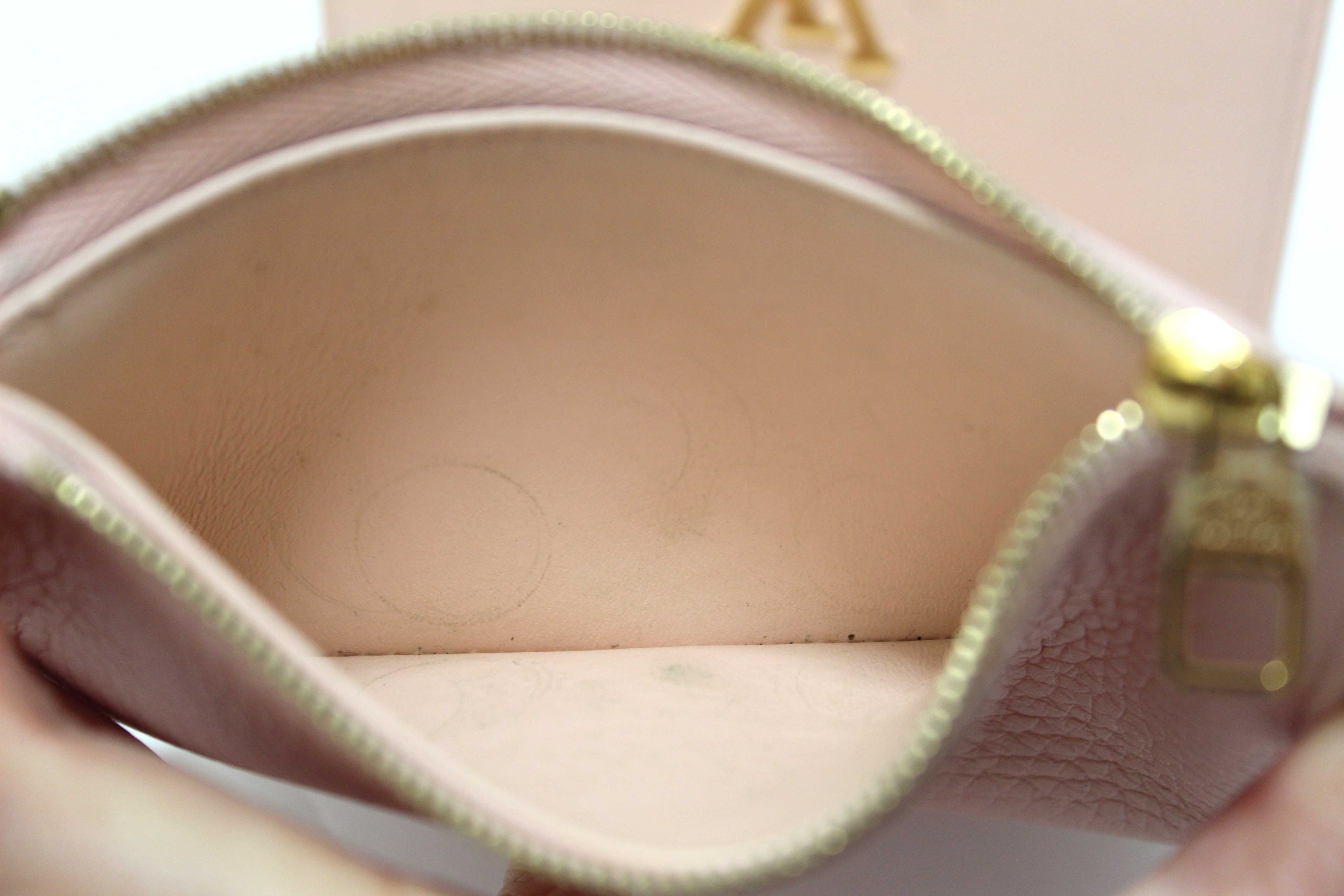 Authentic Louis Vuitton Pink Jasmin Taurillon Leather Capucines Compact Wallet