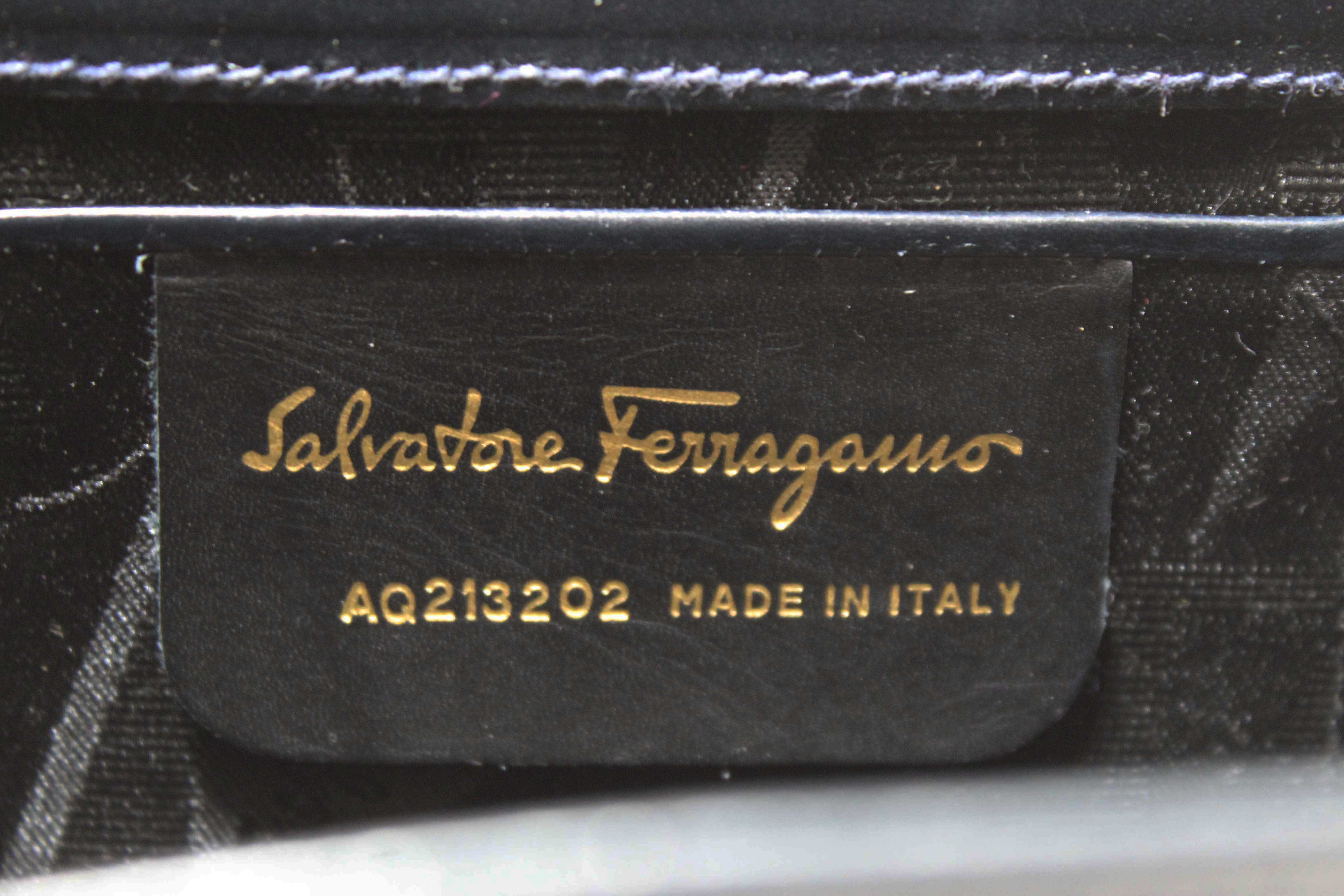 Authentic Salvatore Ferragamo Blue Leather Miss Vera Mini Bag